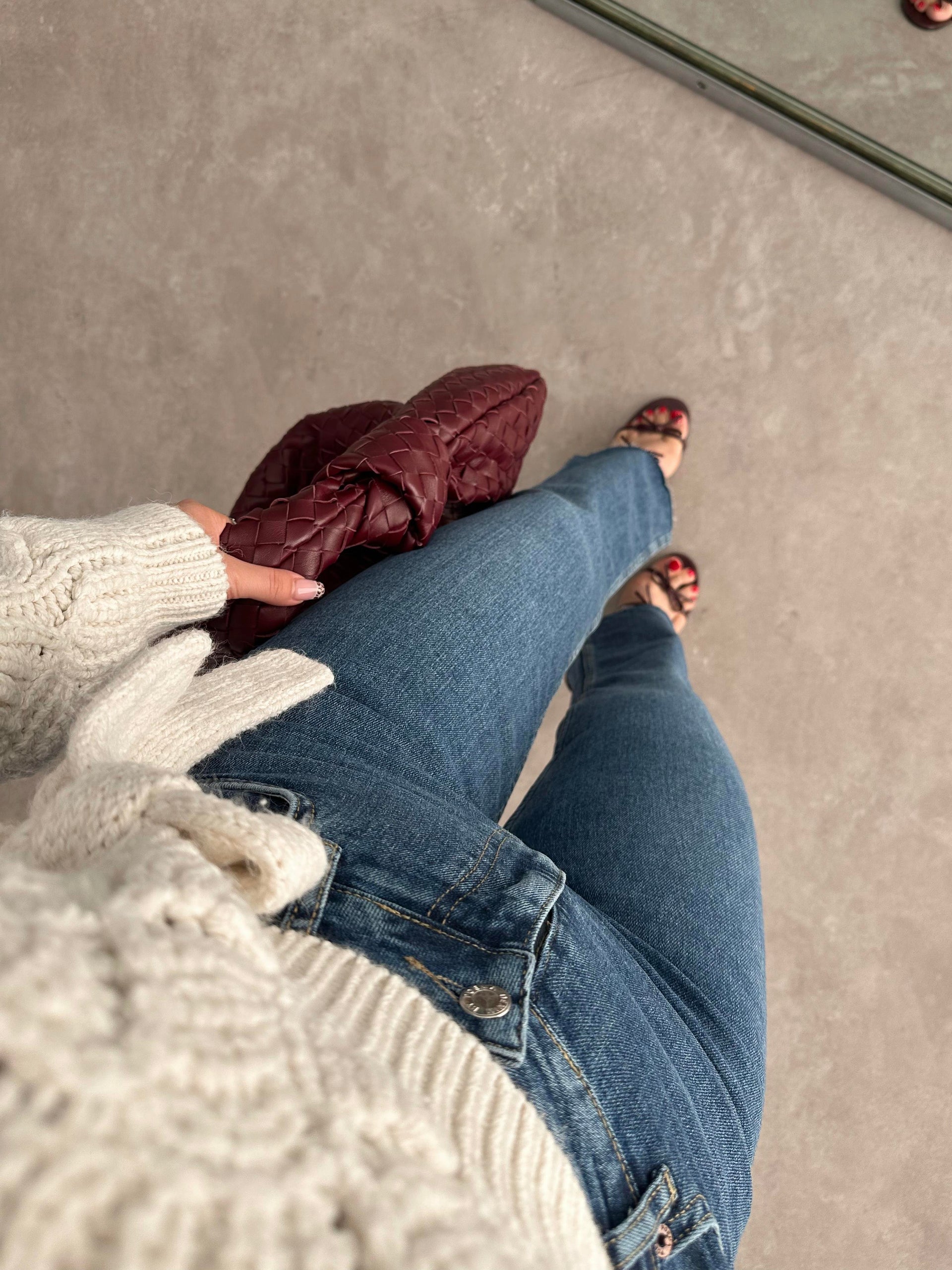 Dreamy Toparlayıcı Mini Flare Orta Mavi Jean