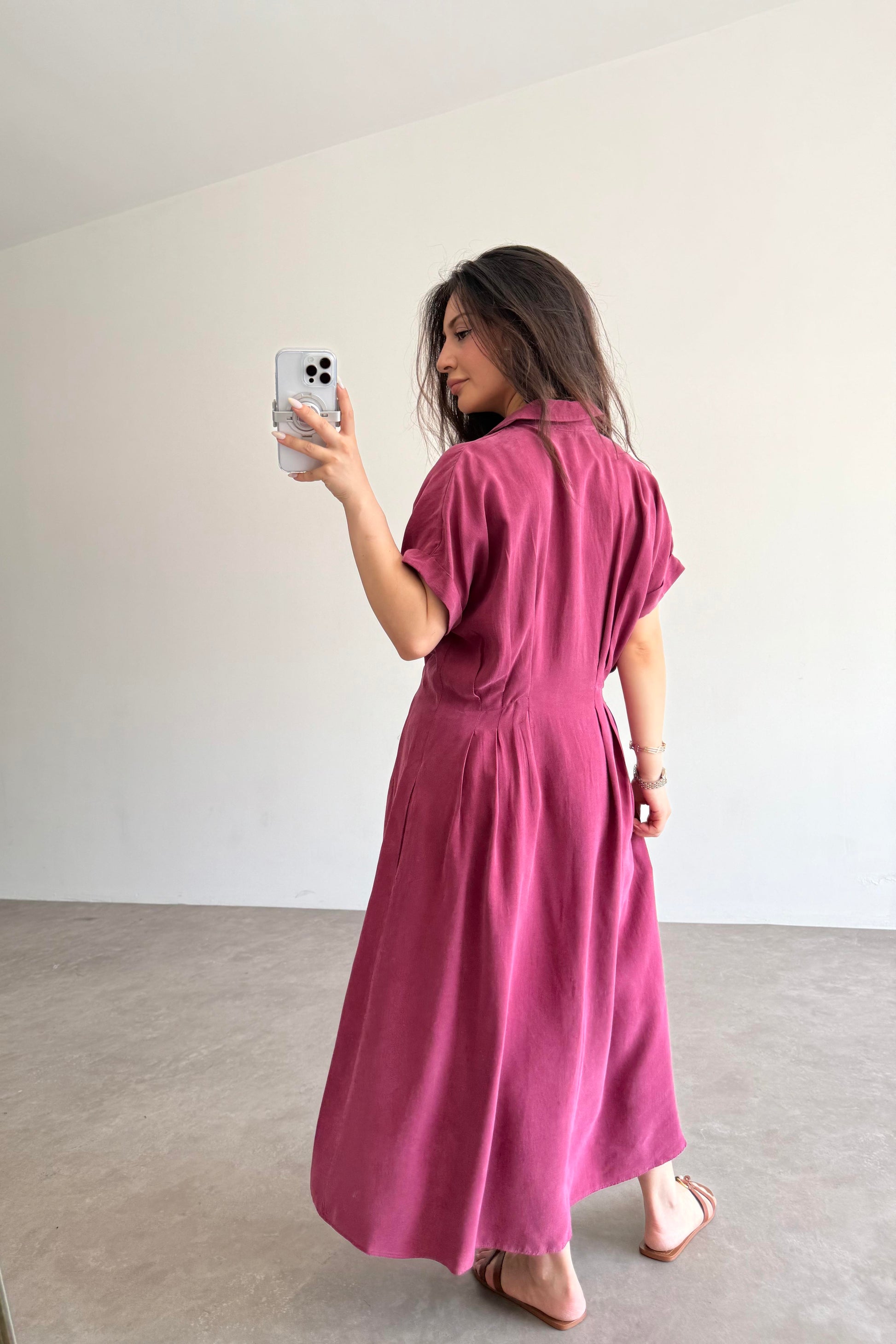 Exotic Pamuk Tensel Bordo Elbise