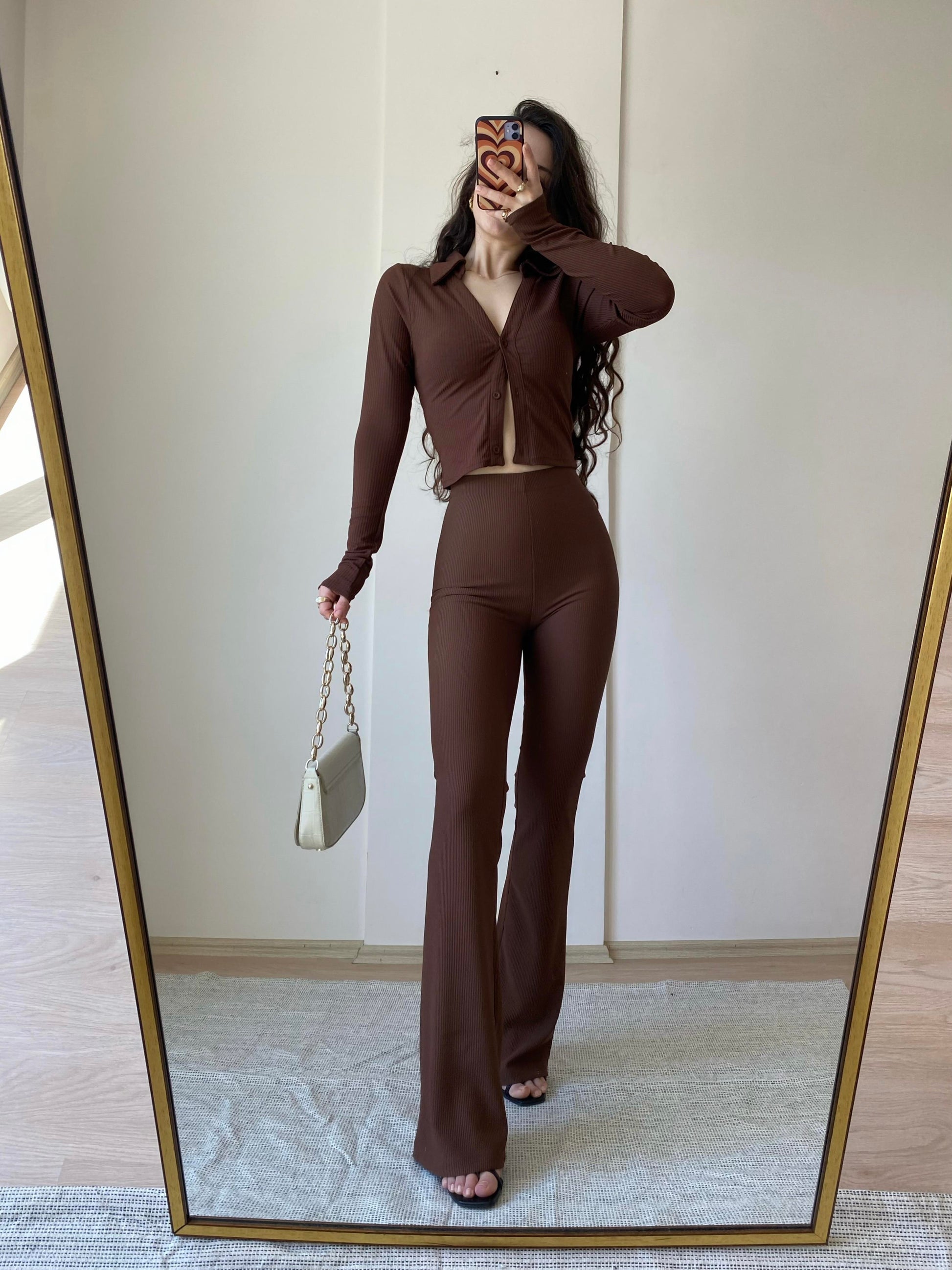 Fitilli Toparlayıcı Slim Flare Tayt Pantolon