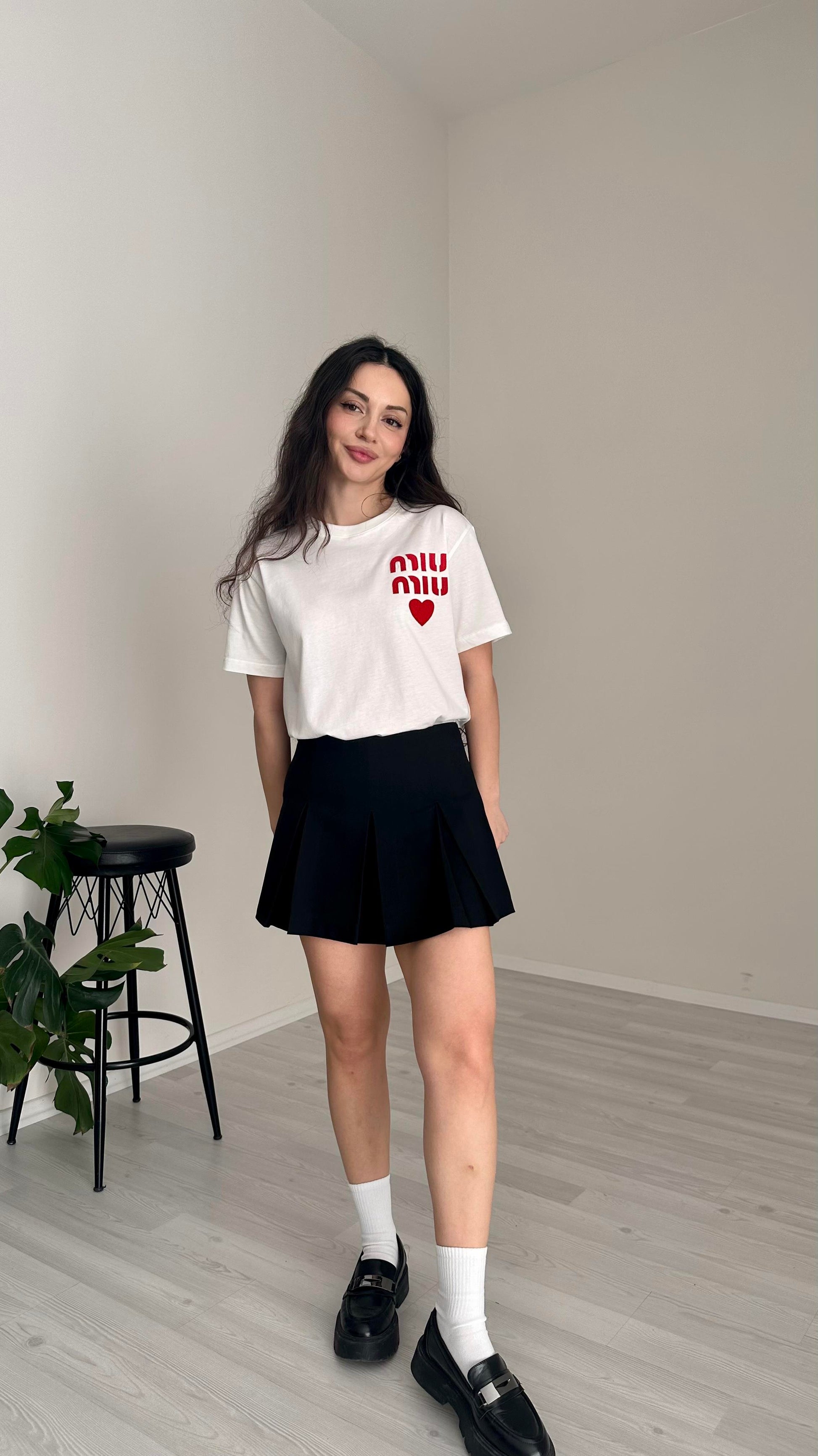 F/MM Kalp Logolu Beyaz Tişört