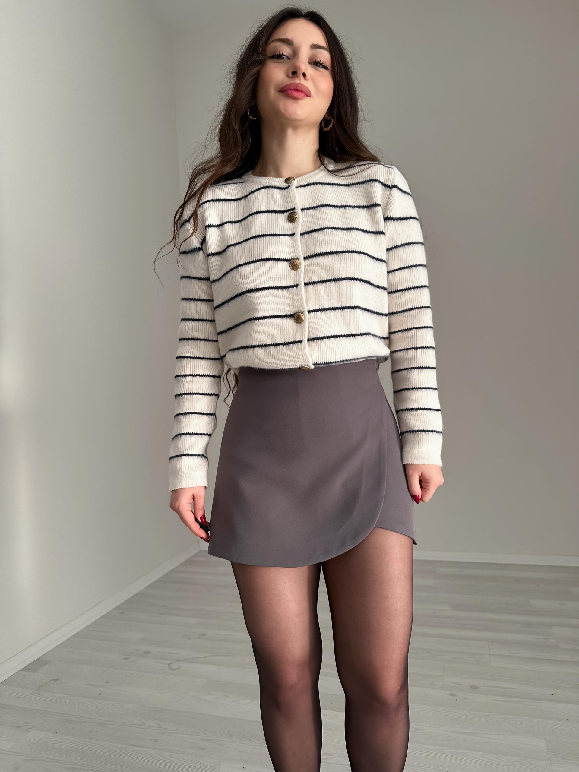 ZR Model Klasik Kesim Gri Şort Etek
