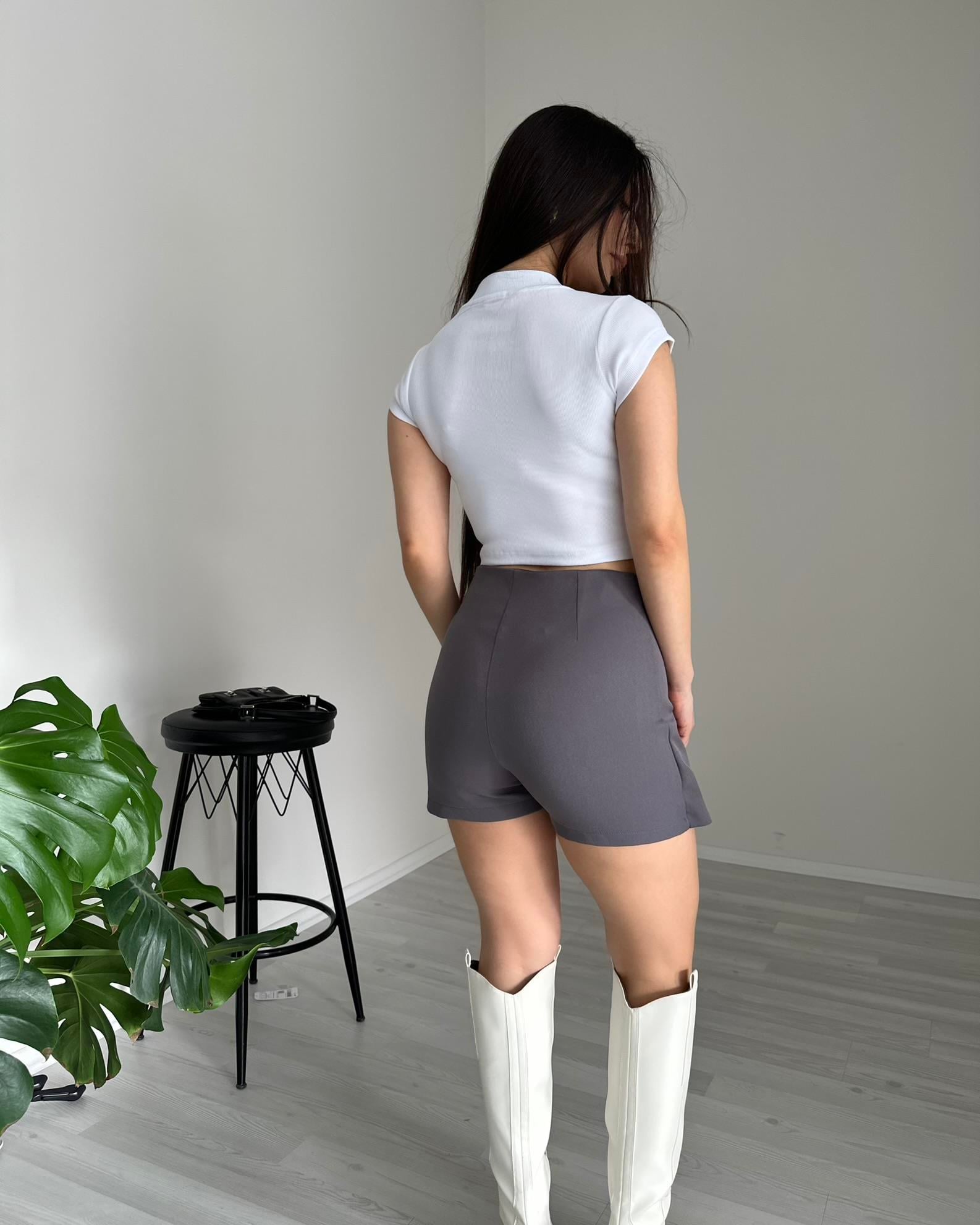 ZR Model Klasik Kesim Gri Şort Etek