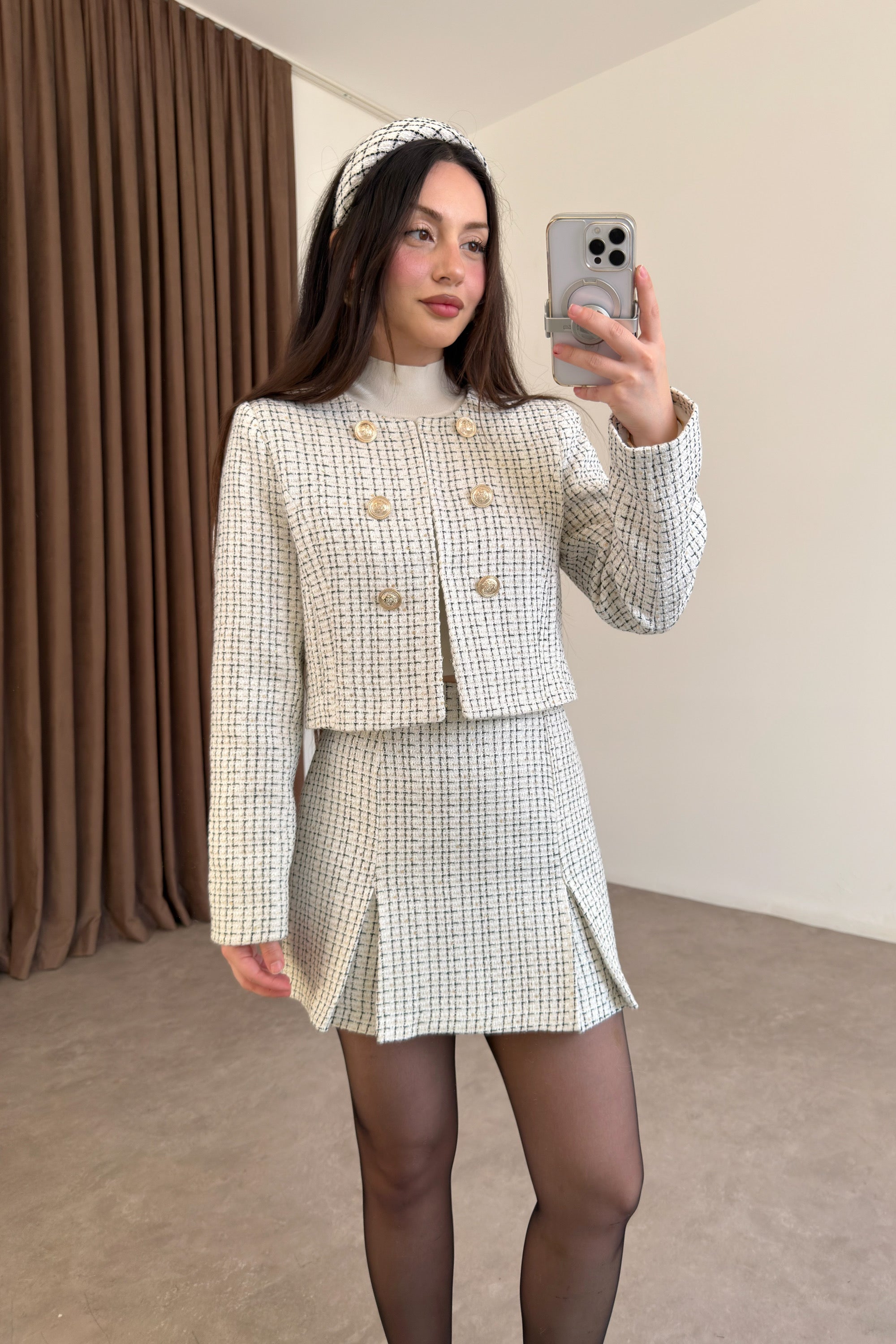 Gold Düğmeli Etek Ceket Takım