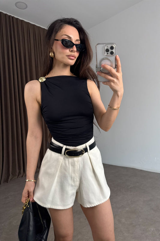 Gold Tokalı Toparlayıcı Siyah Bodysuit