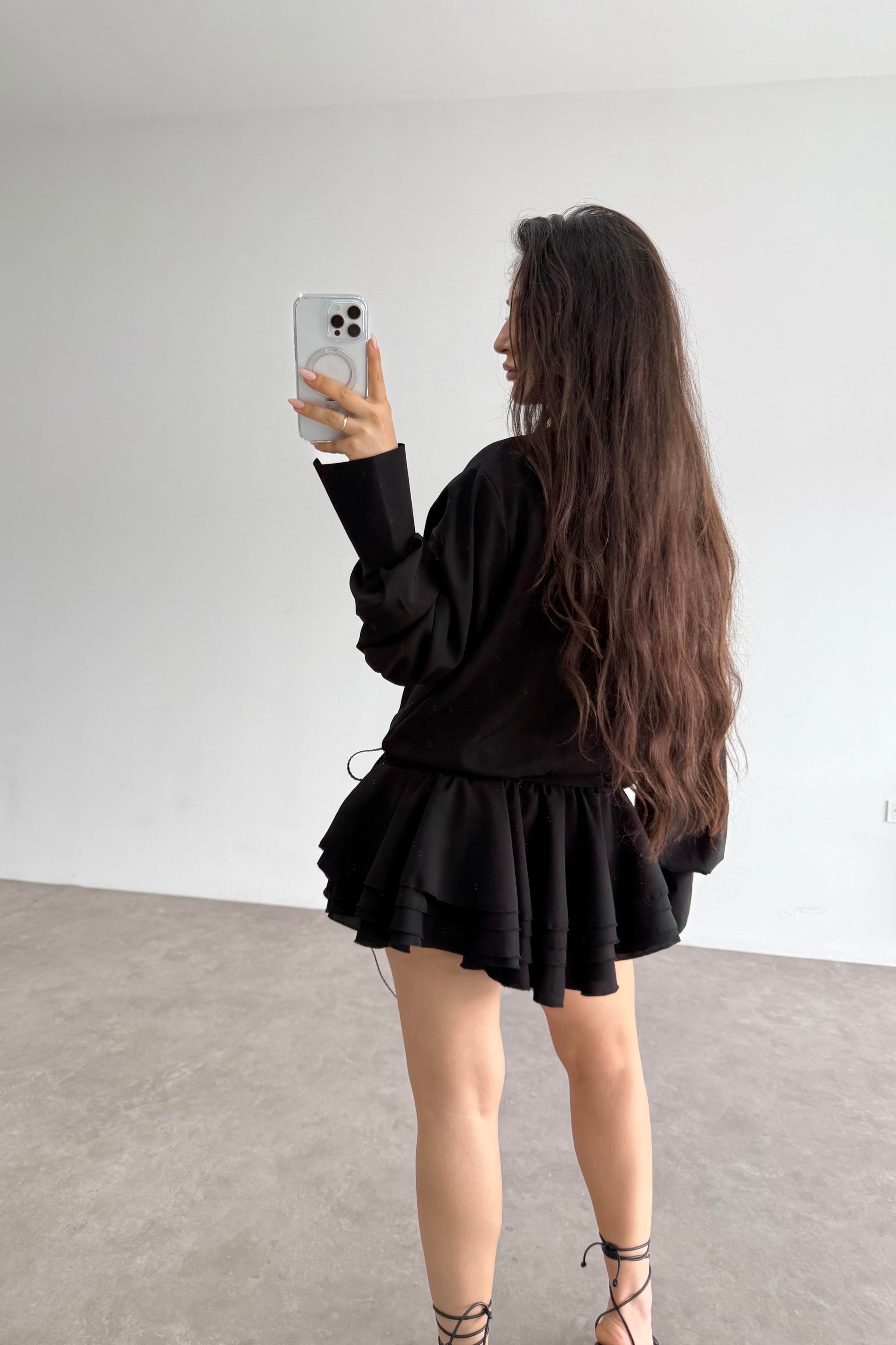 Gömlek Model Katlı Etekli Elbise