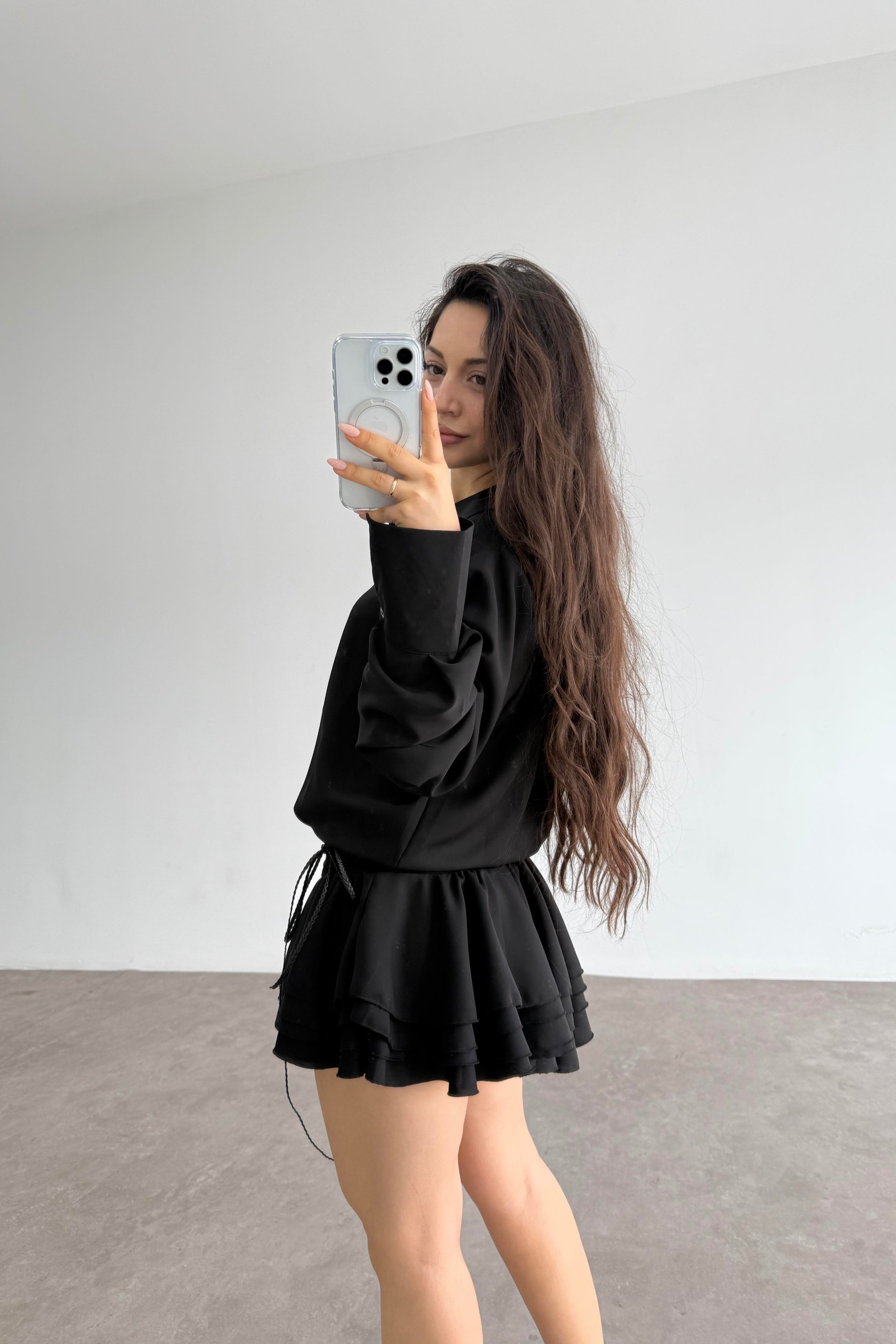 Gömlek Model Katlı Etekli Elbise