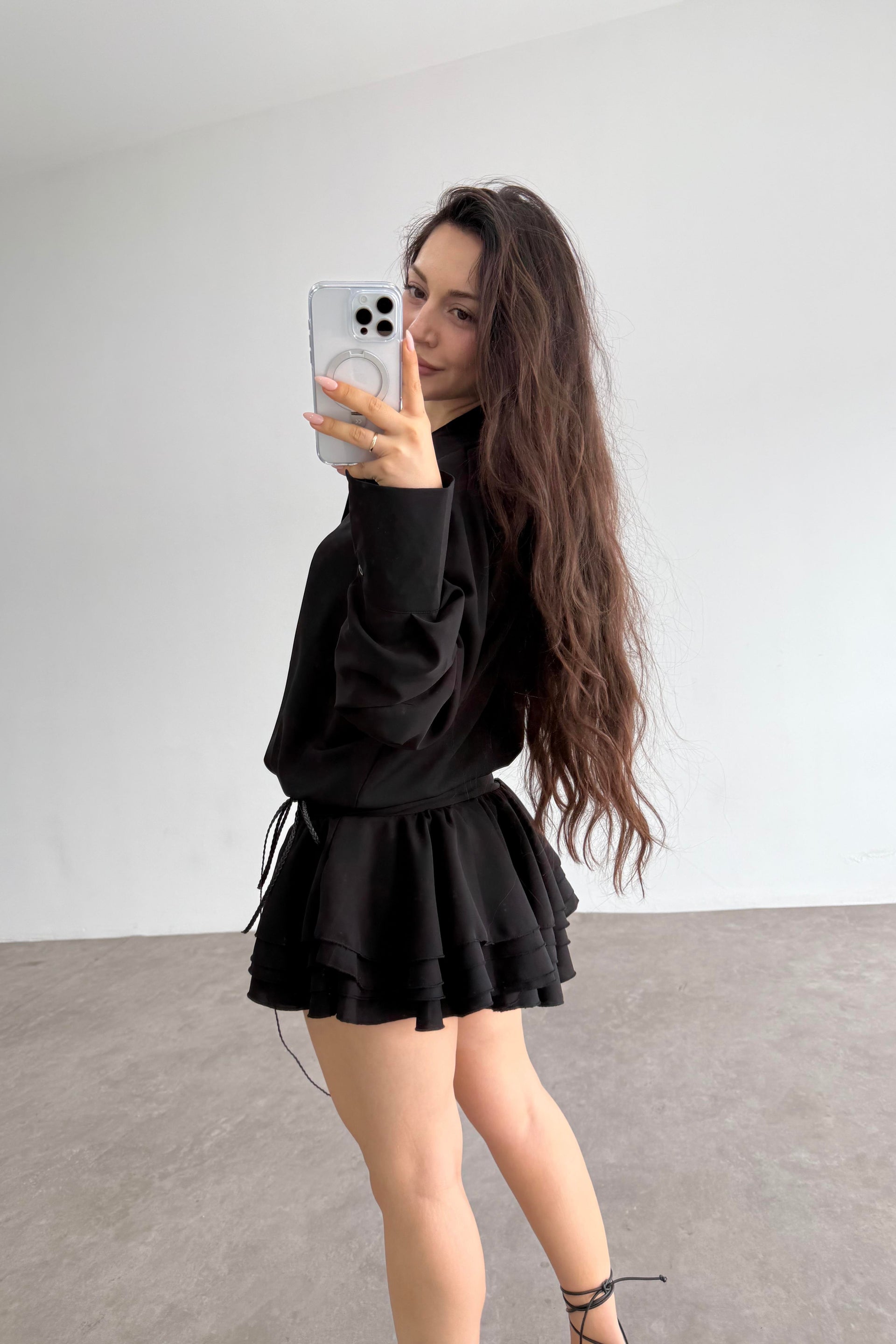 Gömlek Model Katlı Etekli Elbise