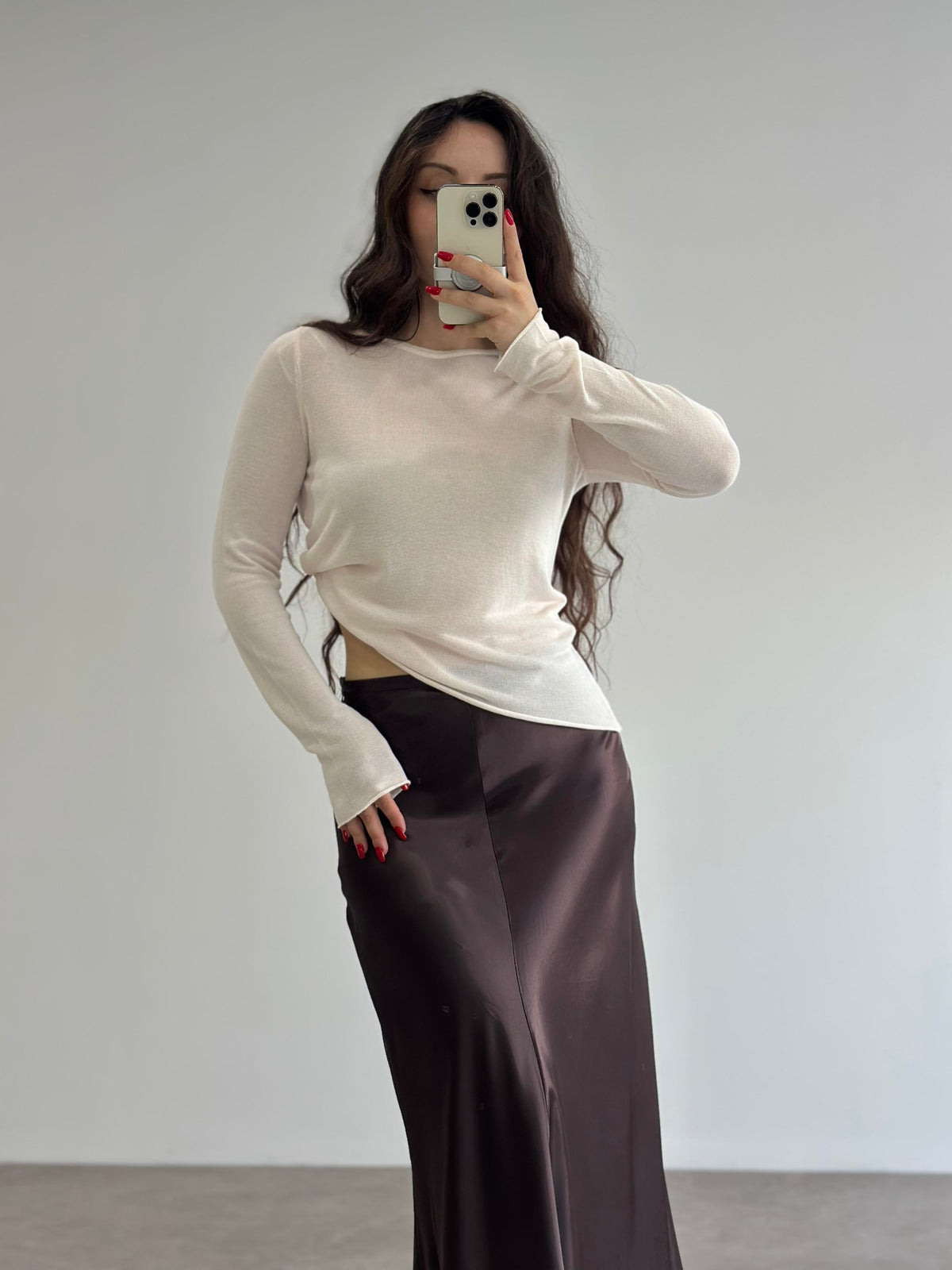 Hafif Transparan Basic Ekru Triko