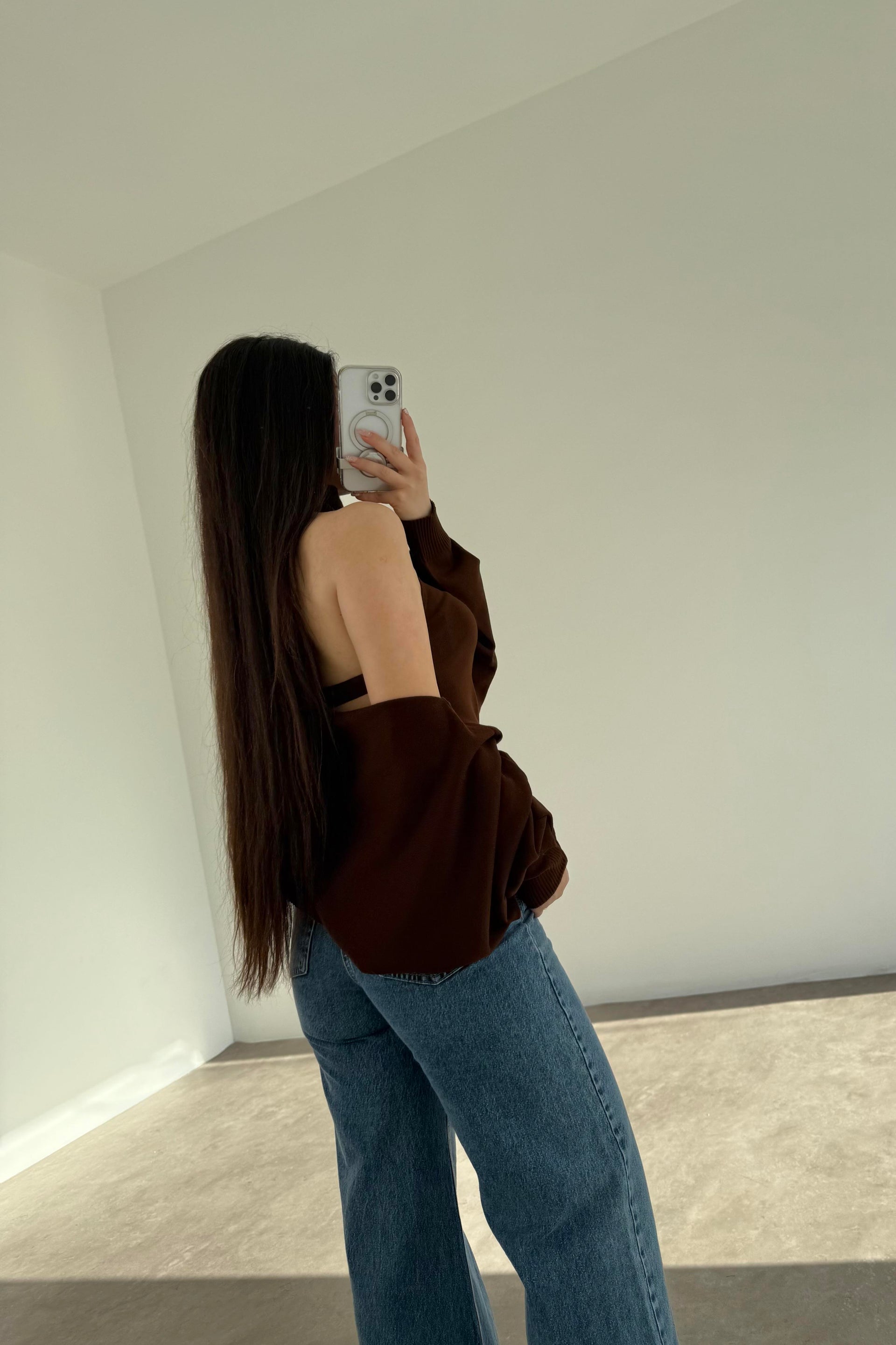 Kahve Halter Kesim Bluzlu Bolerolu Takım Üst