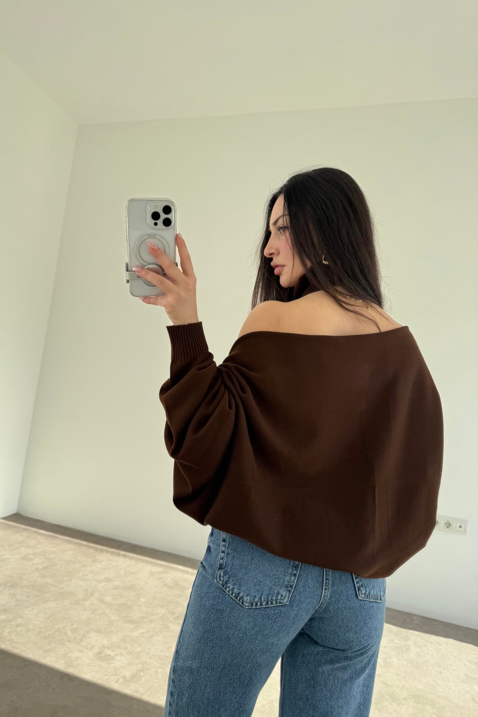 Kahve Halter Kesim Bluzlu Bolerolu Takım Üst
