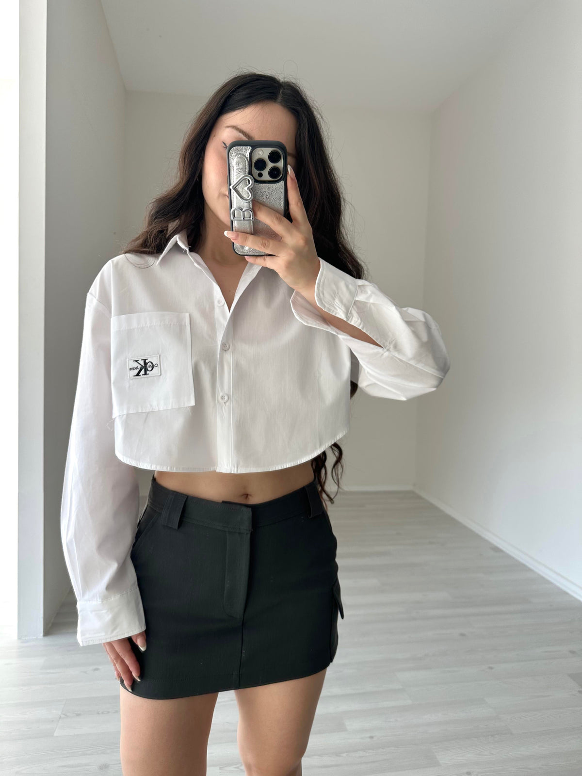 Kare Cepli Crop ck Gömlek