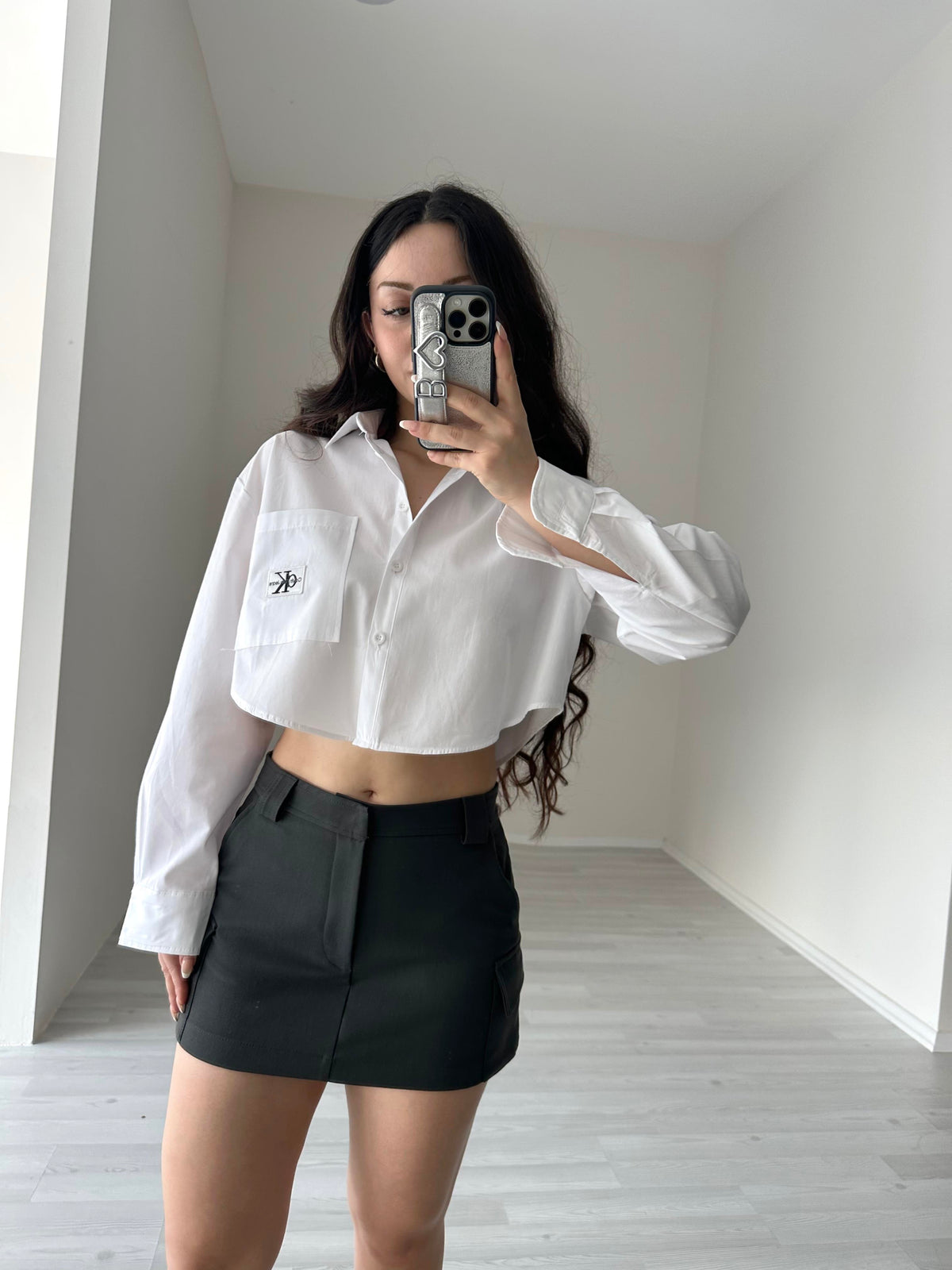 Kare Cepli Crop ck Gömlek