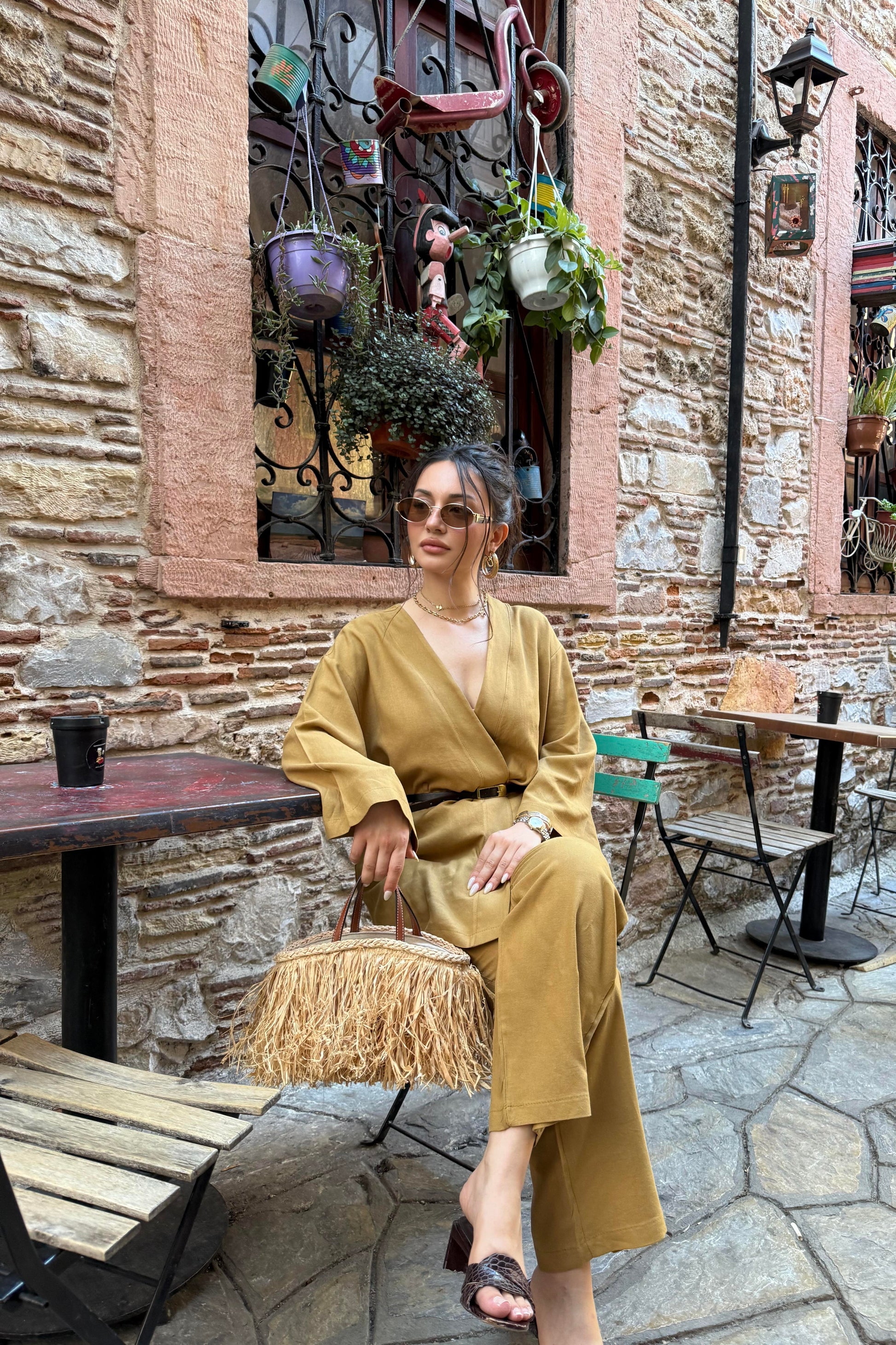 Keten Kemerli Lüks Takım Camel