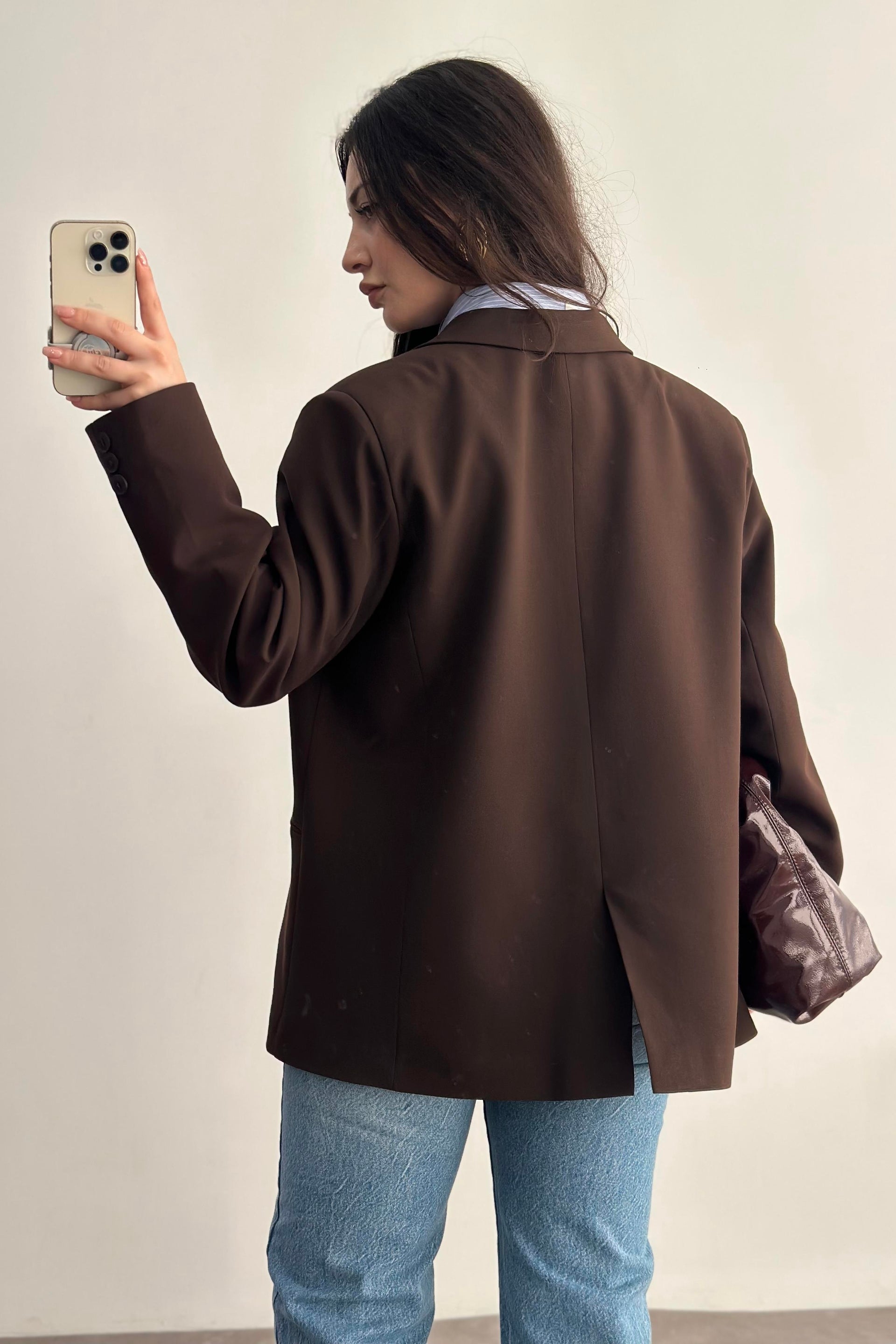 Klasik Kesim Premium Kahve Blazer Ceket