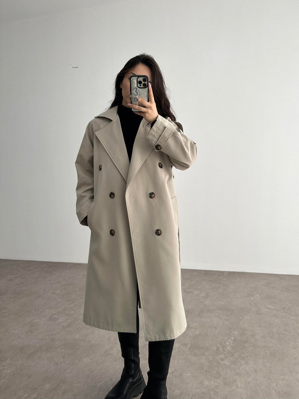 Klasik Kesim Premium Taş Trenç Kot