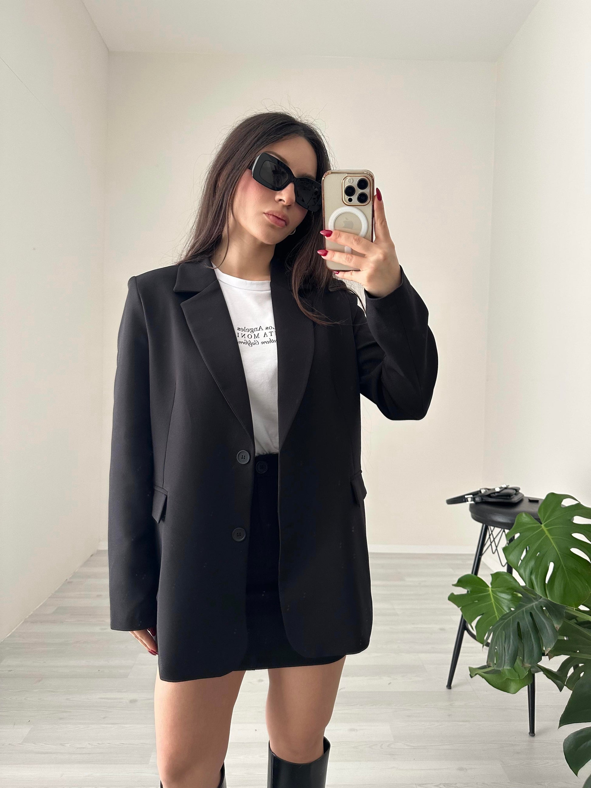 Klasik Kesim Siyah Blazer Etek Takım