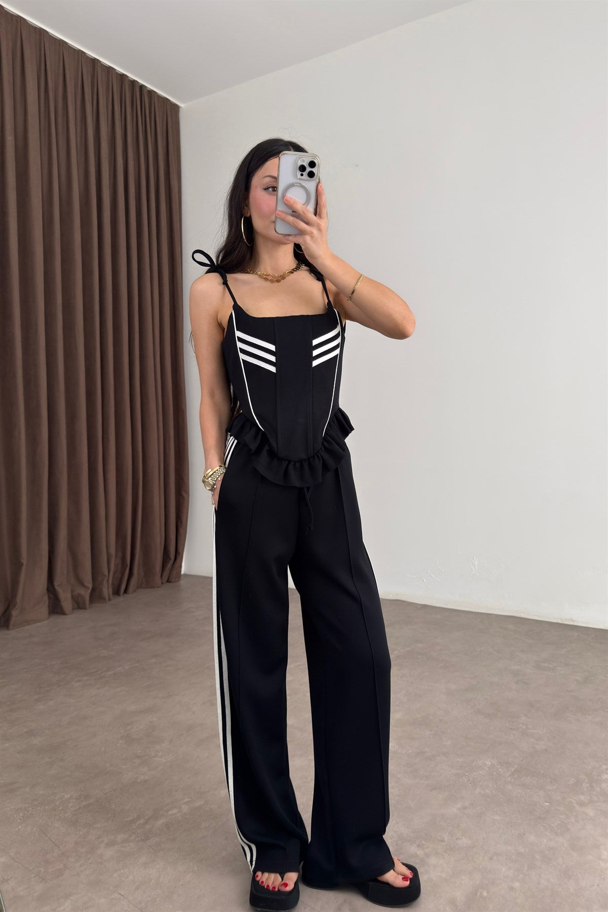 Korse Pantolon Siyah-Ekru Spor Takım