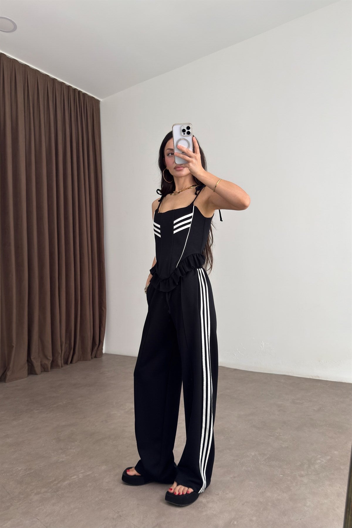 Korse Pantolon Siyah-Ekru Spor Takım