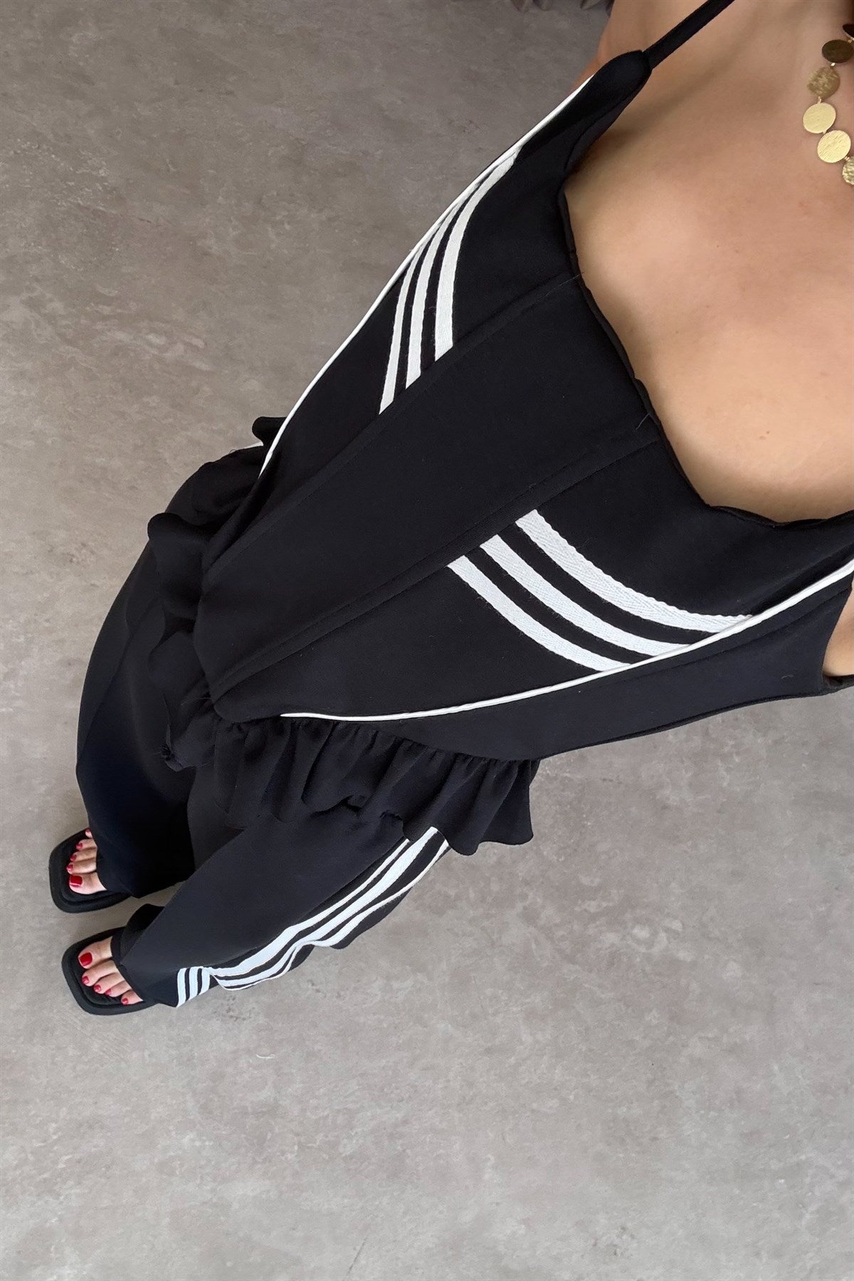 Korse Pantolon Siyah-Ekru Spor Takım