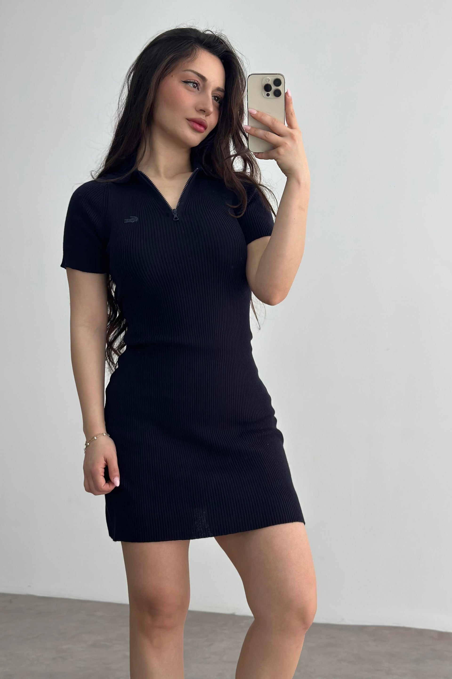 Lcst Fitilli Polo Yaka Elbise Lacivert