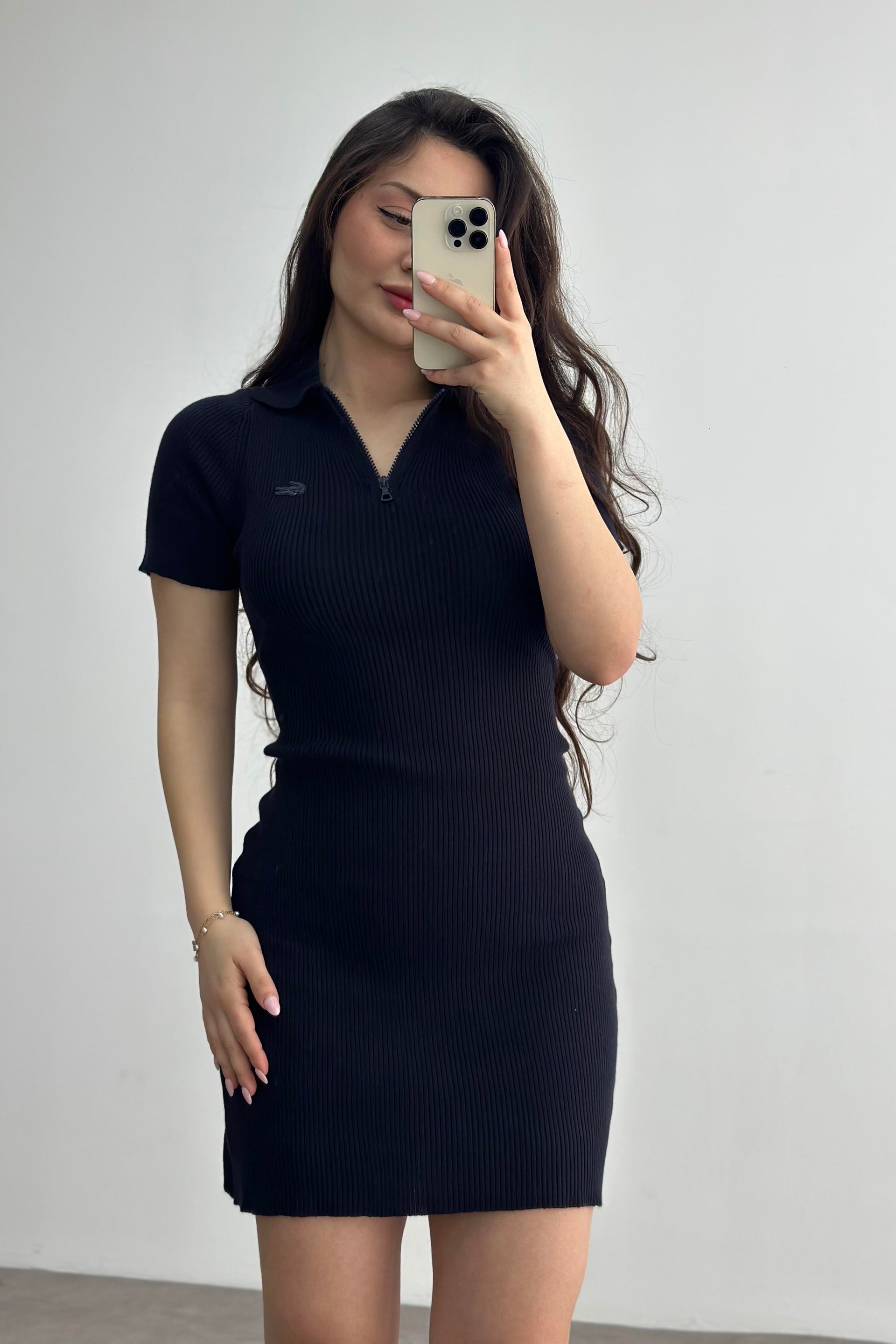 Lcst Fitilli Polo Yaka Elbise Lacivert