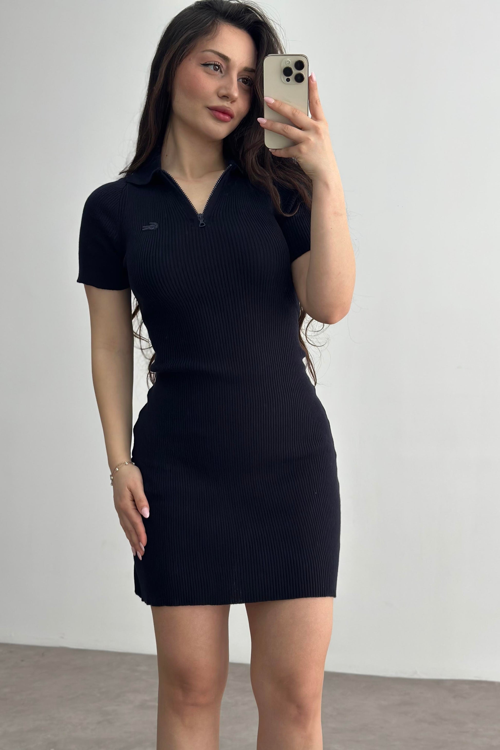 Lcst Fitilli Polo Yaka Elbise Lacivert