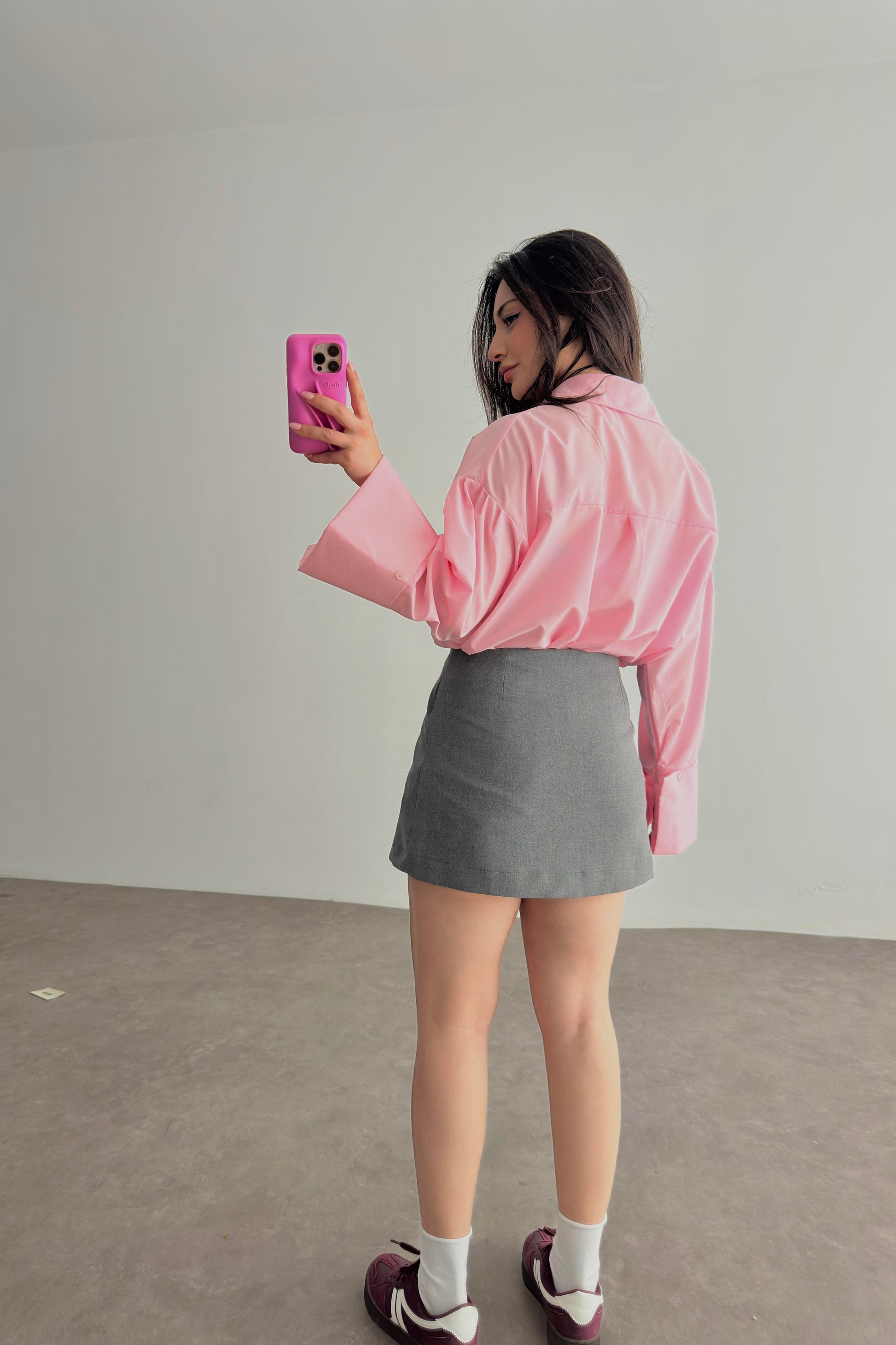 Manşetli Gömlek Pastel Pembe
