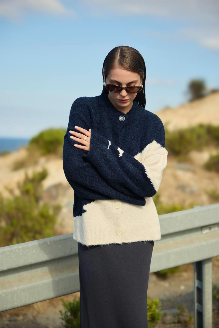 Mavi Beyaz Geçişli Orijinal Marka Kazak