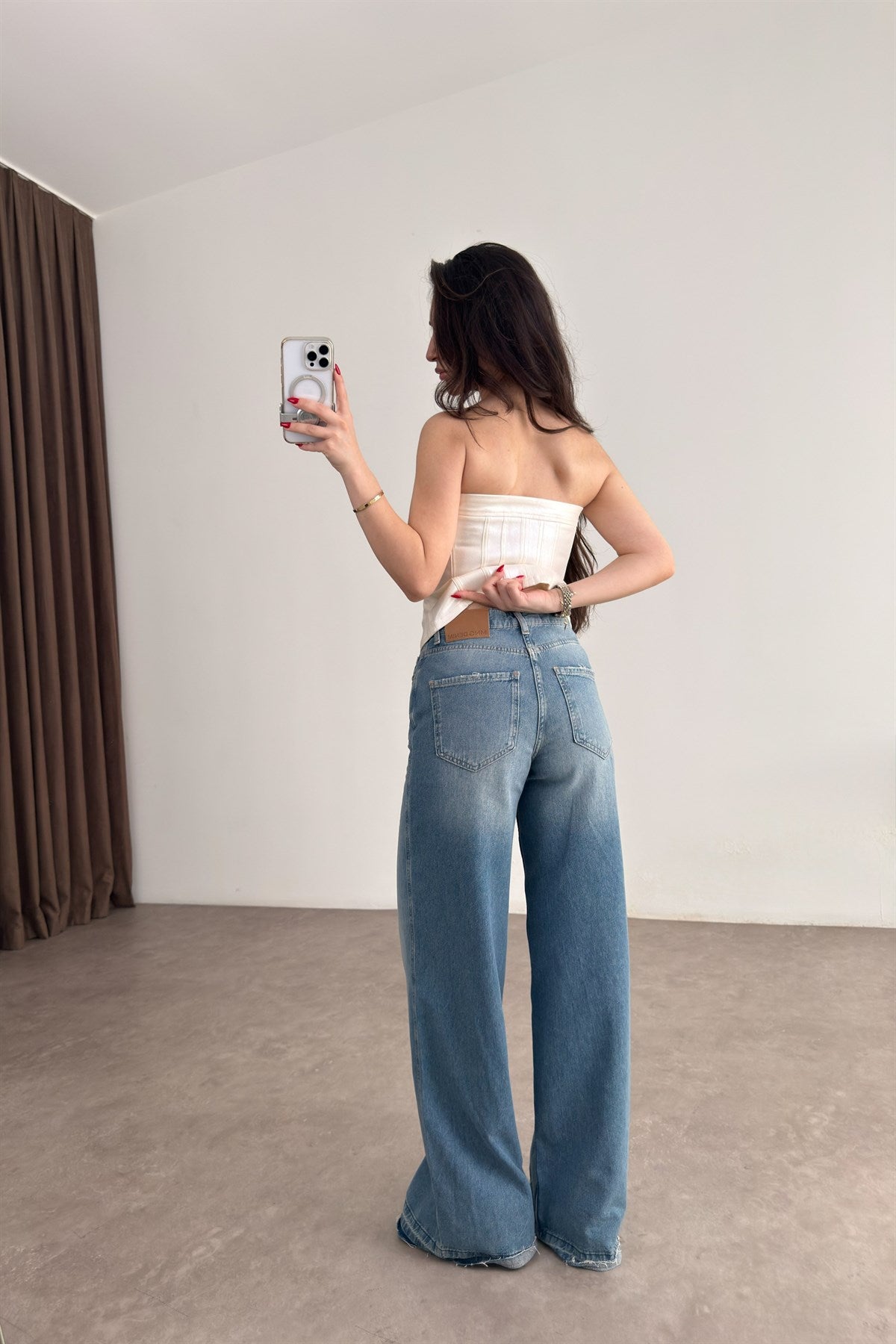 MNG Orijinal Eskitme Paça Yüksek Belli Wide Leg Jean