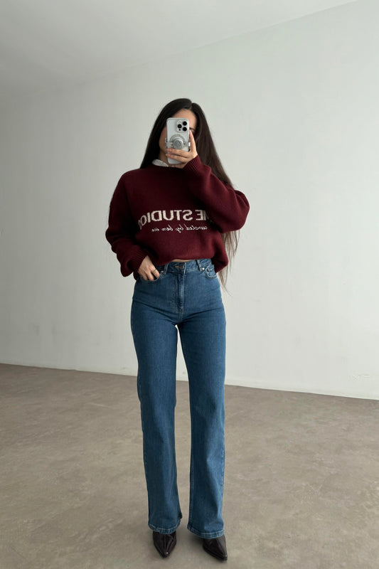 ND Yüksek Belli Comfort Strerch Koyu Mavi Jean