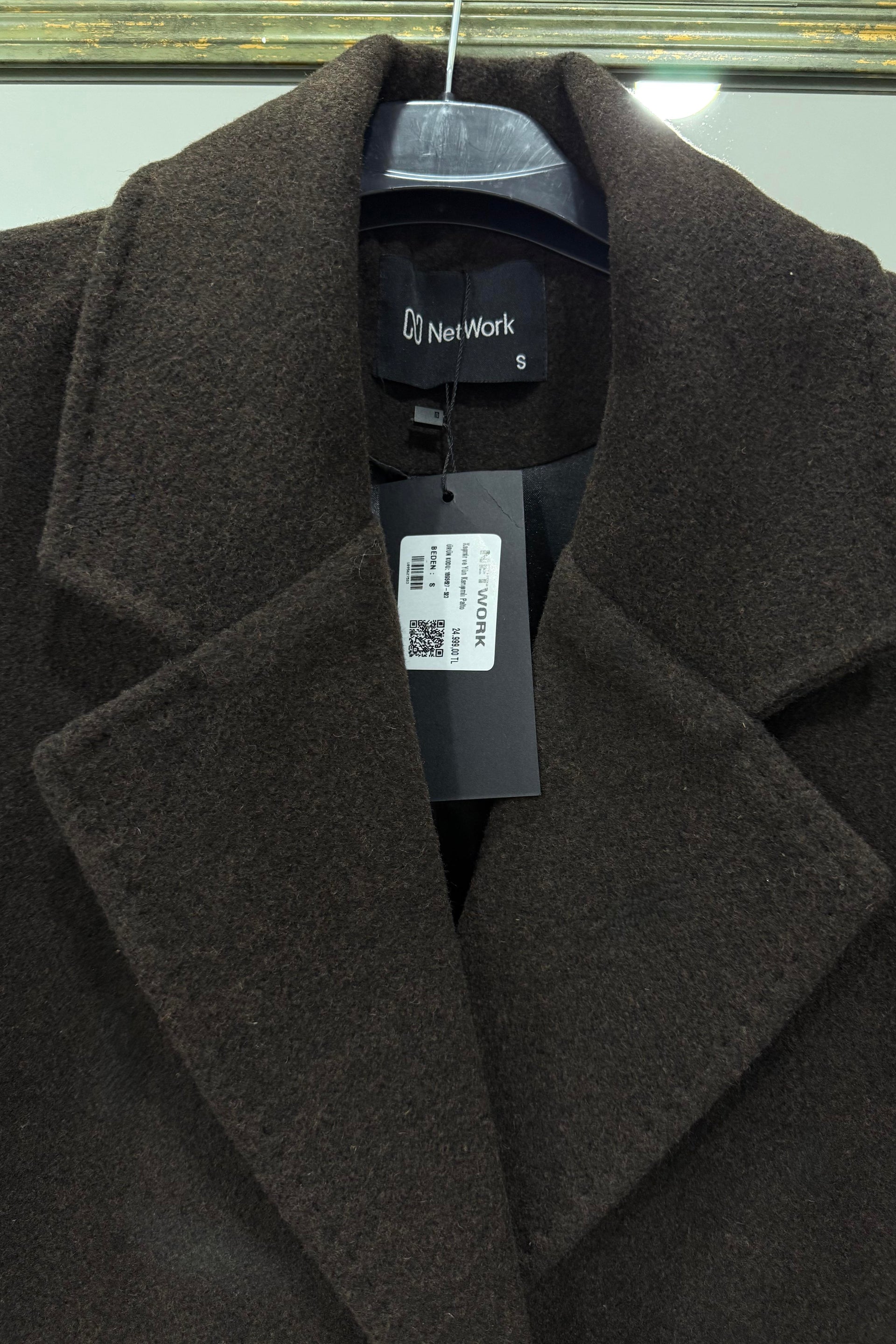 NtWork Orijinal Yün Kaşe Kahve Kaban