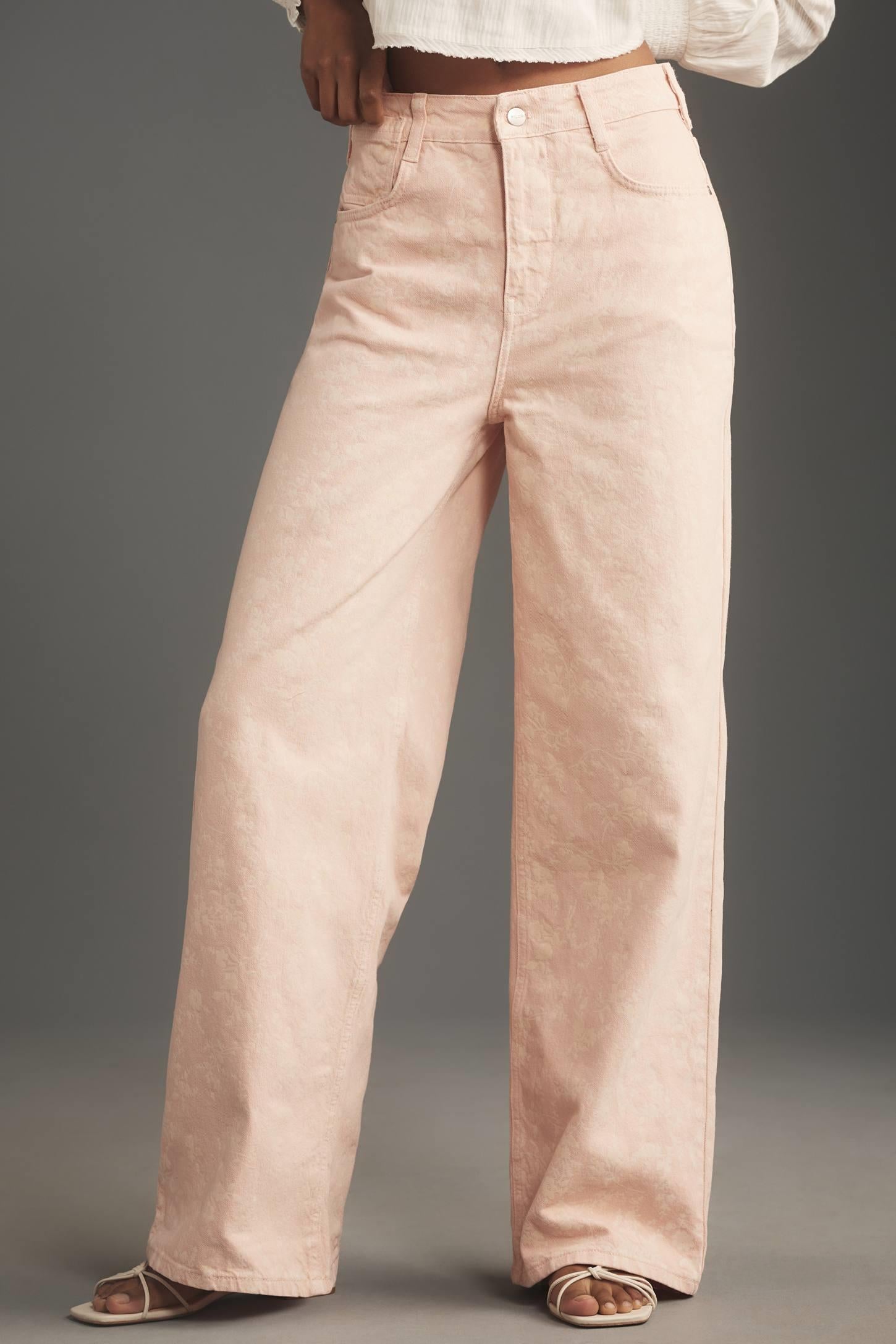 Orijinal Marka Çiçek Desenli Soft Pembe Jean