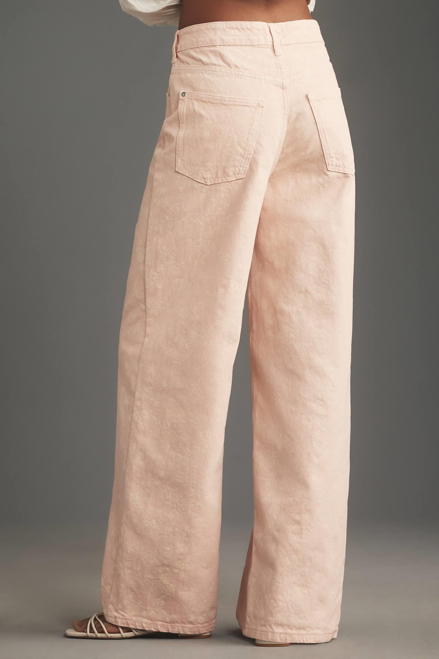 Orijinal Marka Çiçek Desenli Soft Pembe Jean