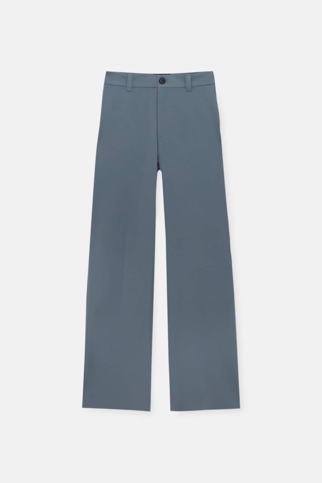Orijinal Marka Klasik Straight Fit Pantolon Mavi-Gri