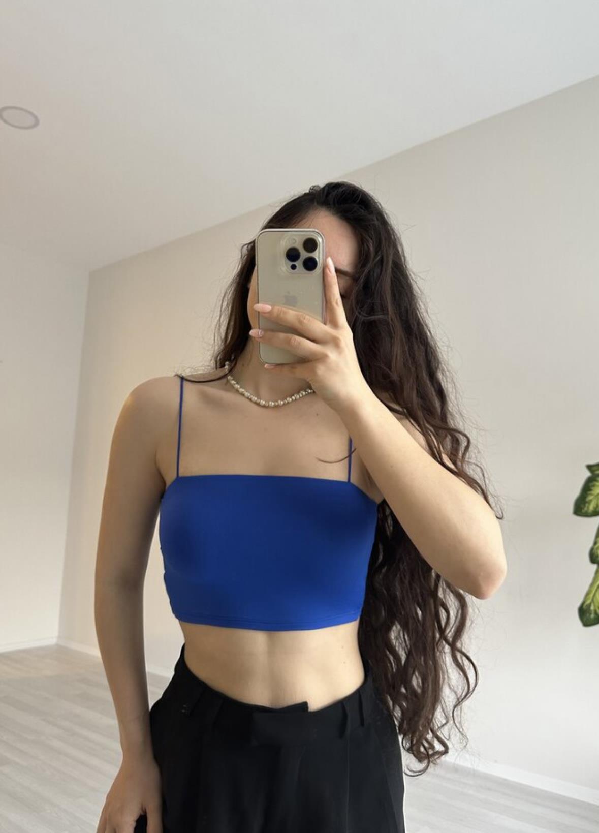 Orijinal Marka Mavi Spagetti Askılı Bralet