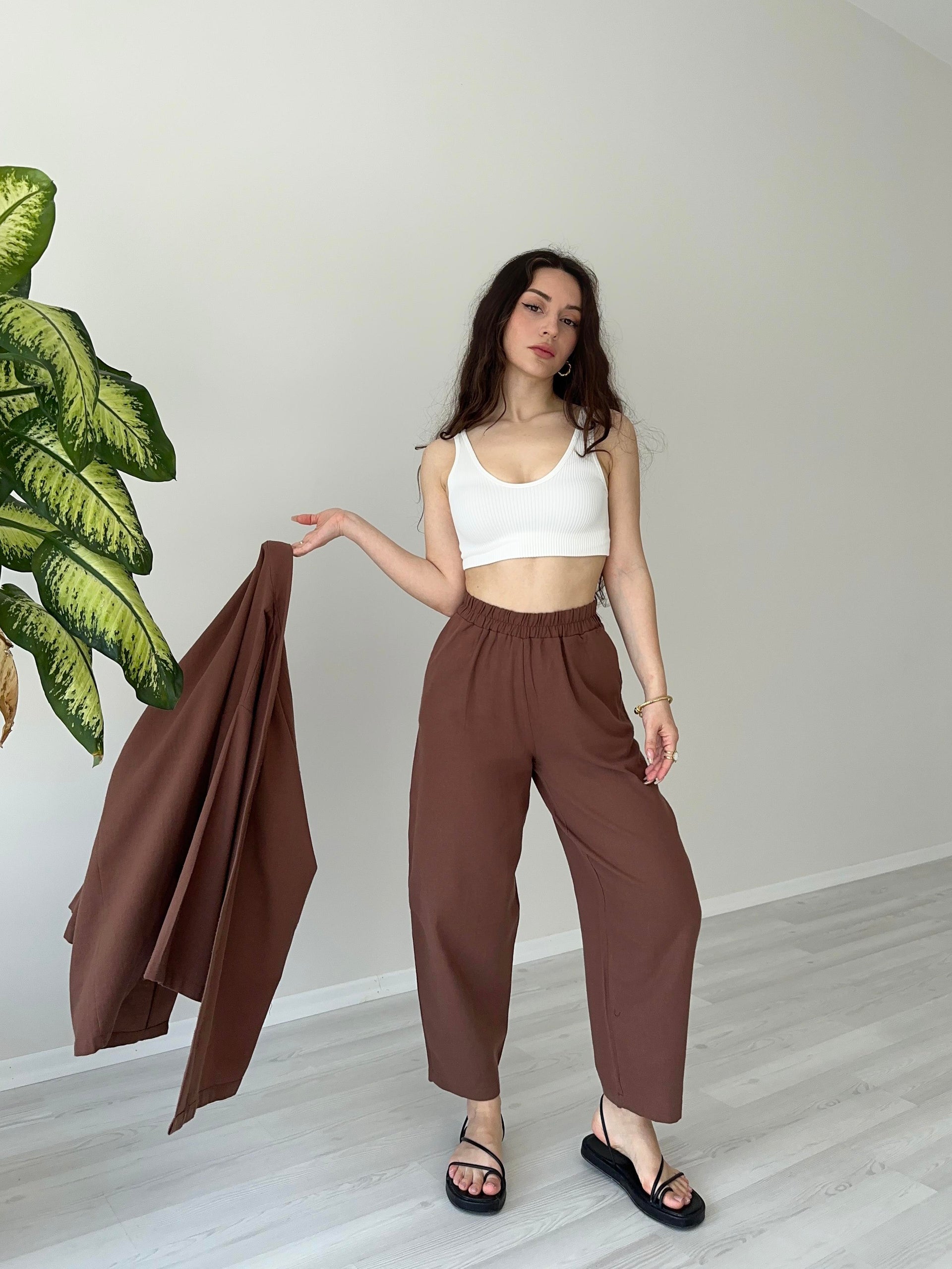 Orijinal Marka Premium Keten Kimono Takım