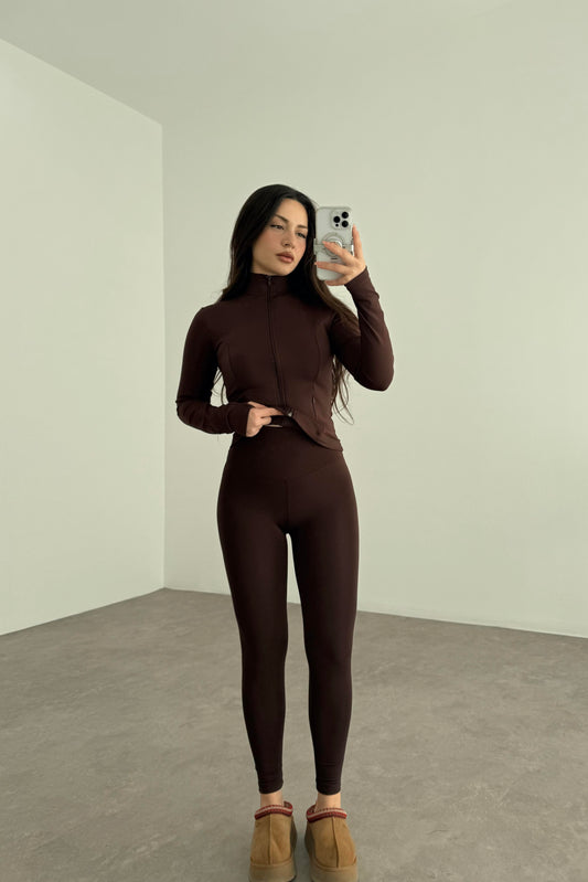 Oys. Modal İçi Pamuk Şardonlu Skinny Kahve Tayt