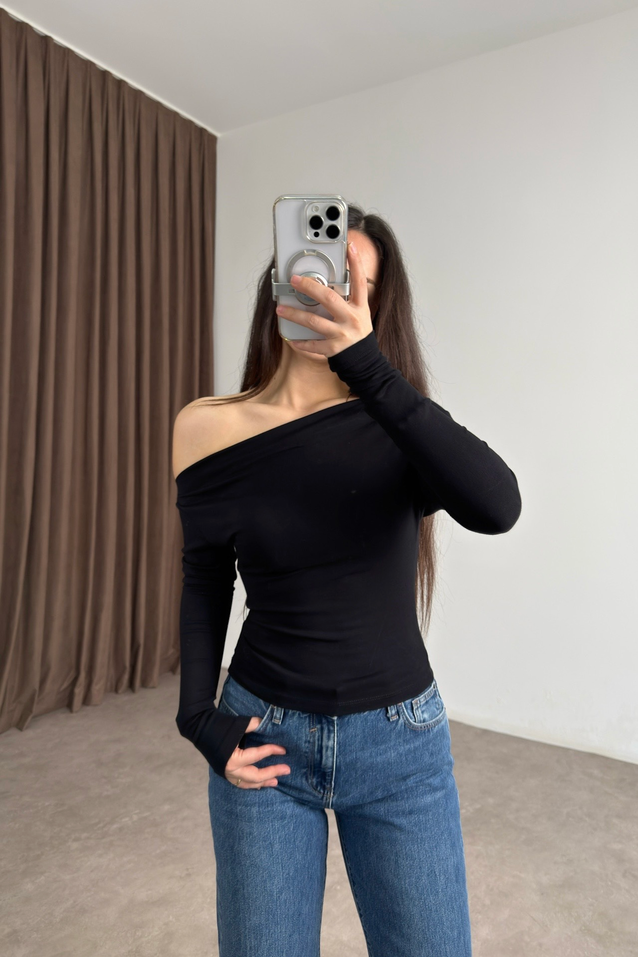 Oysh Kayık Yaka Siyah Body