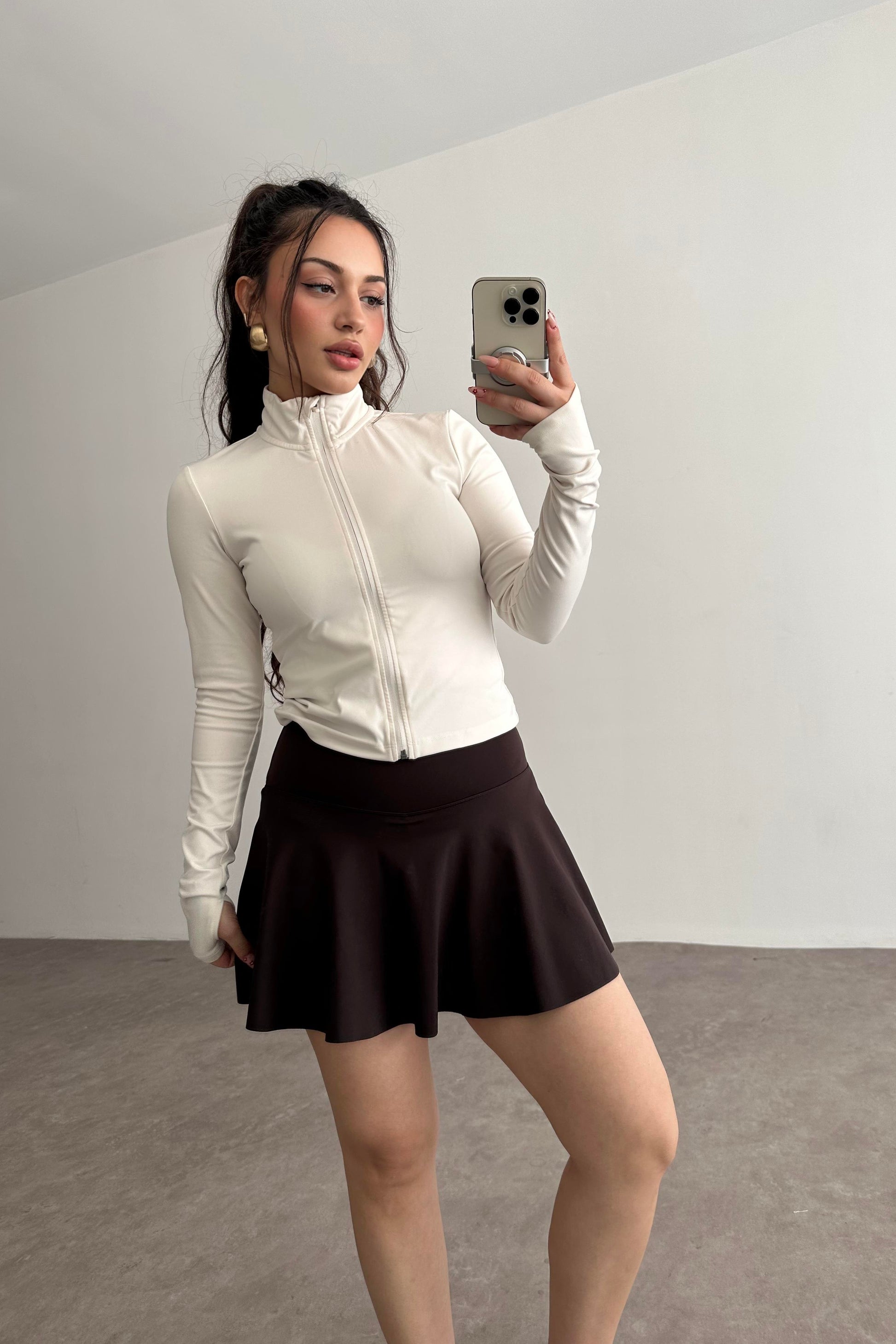 Oysh Toparlayıcı Kahve Şort Etek