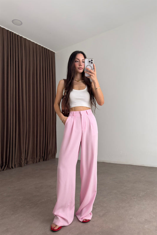 Pamuk Tensel Dökümlü Pensli Palazzo