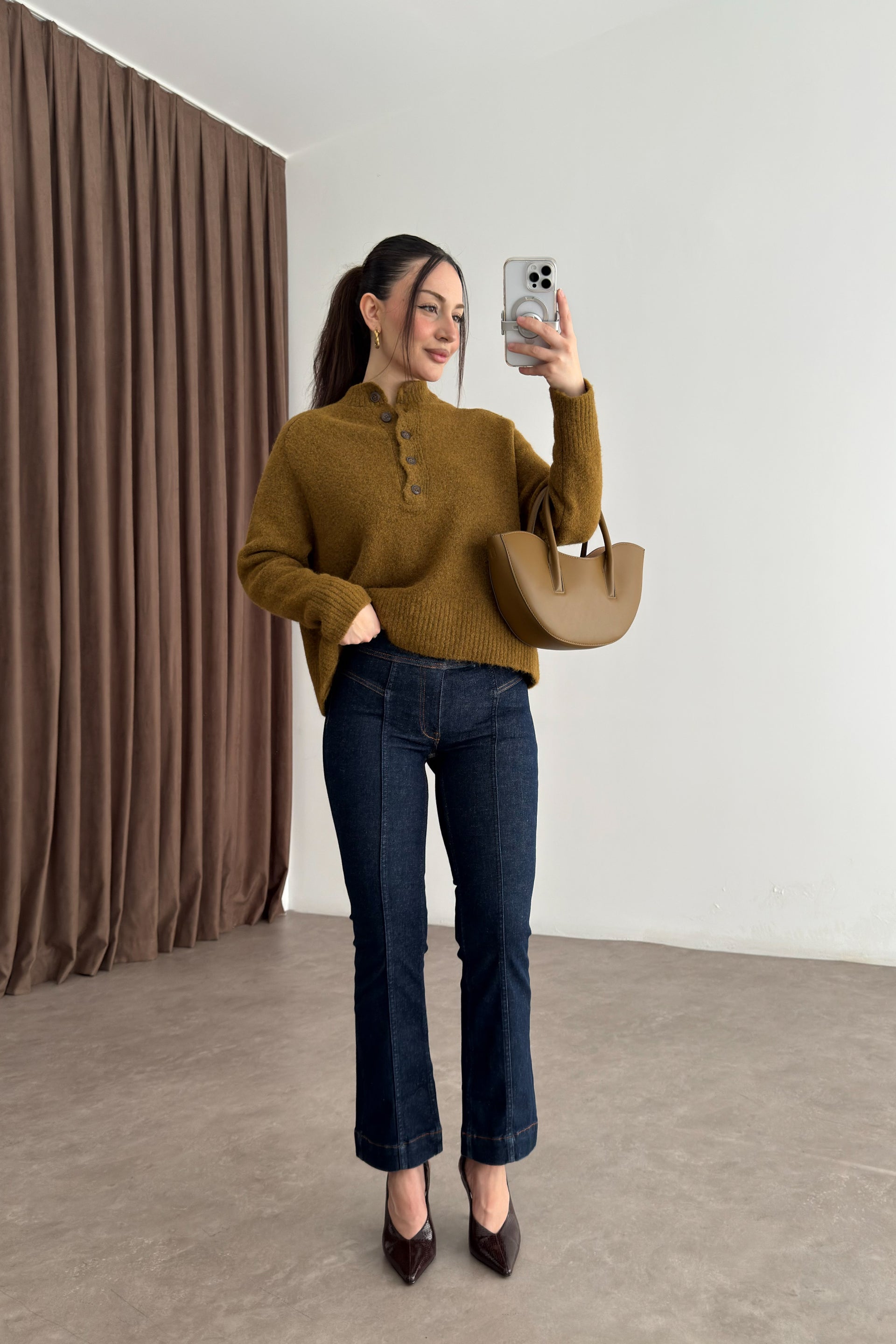 Pilcro Orj. Lacivert Bilek Flare Jean
