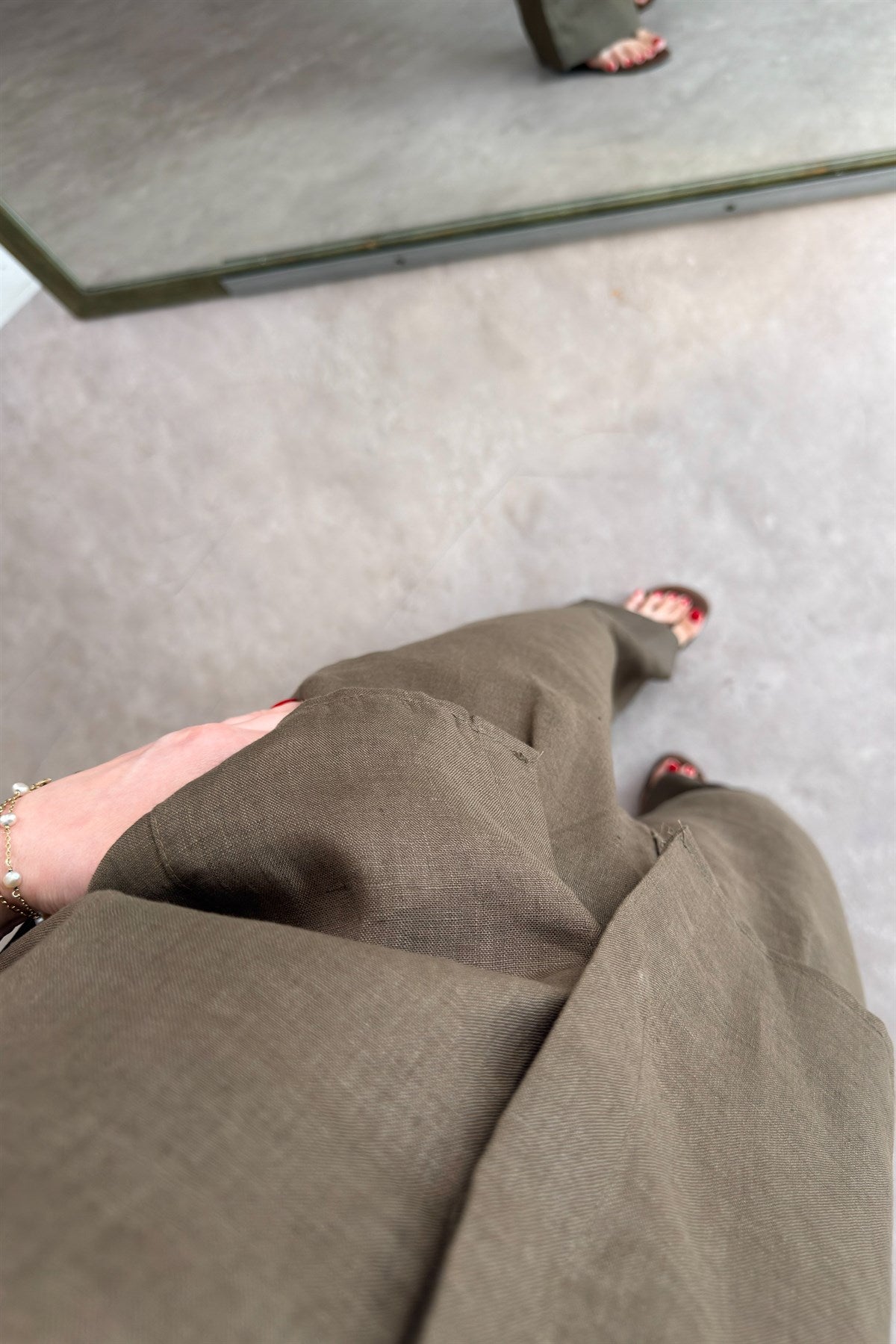 Premium %100  Keten Khaki Pantolon Takım