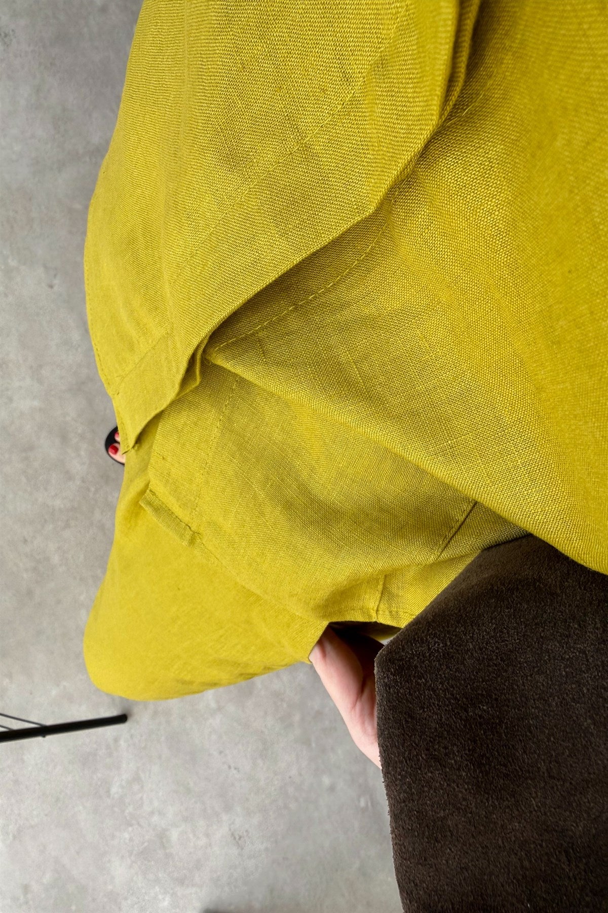 Premium %100 Keten Yağ Yeşili Pantolon Takım