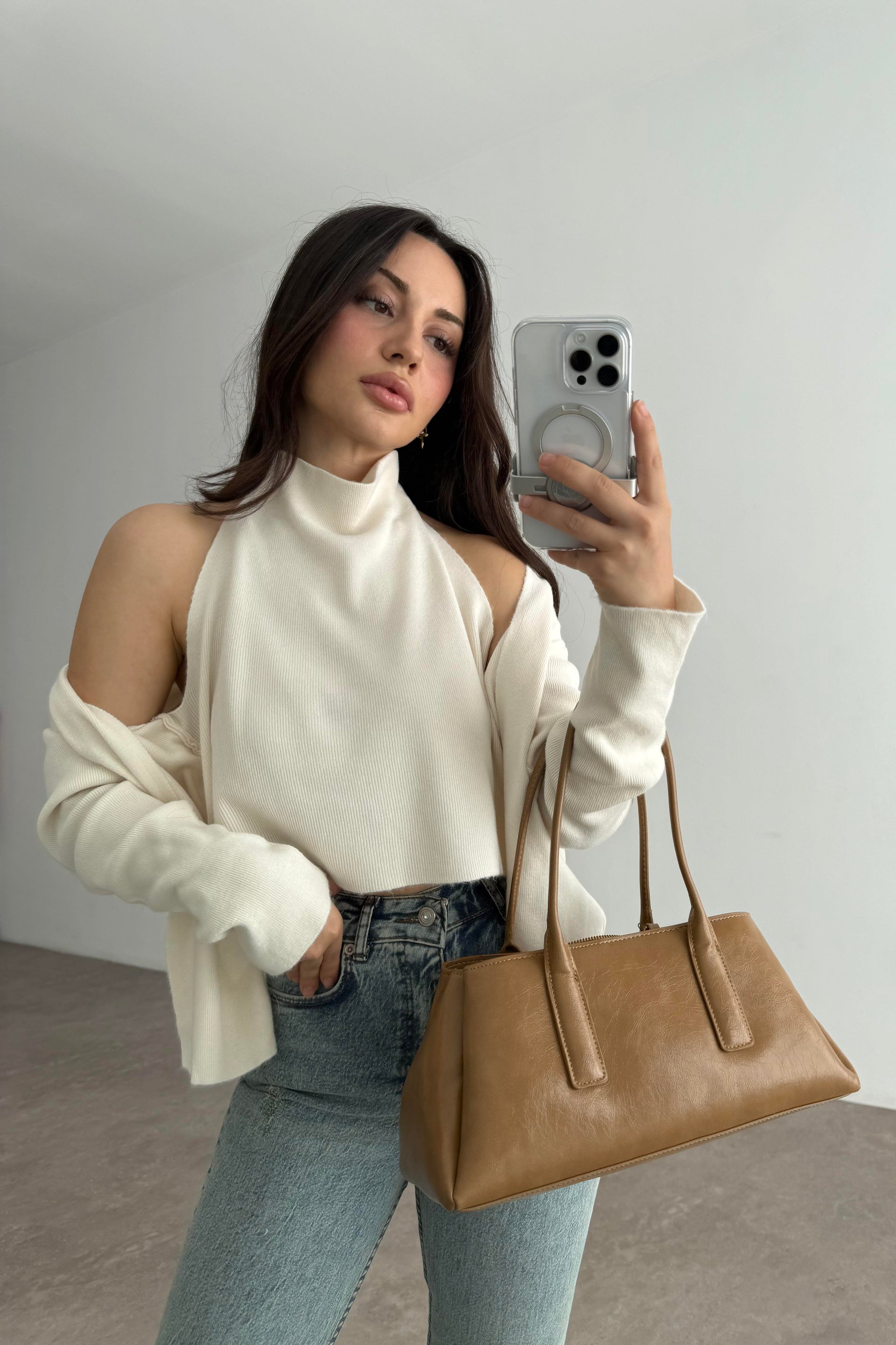 Premium Body Detaylı Hırka Krem