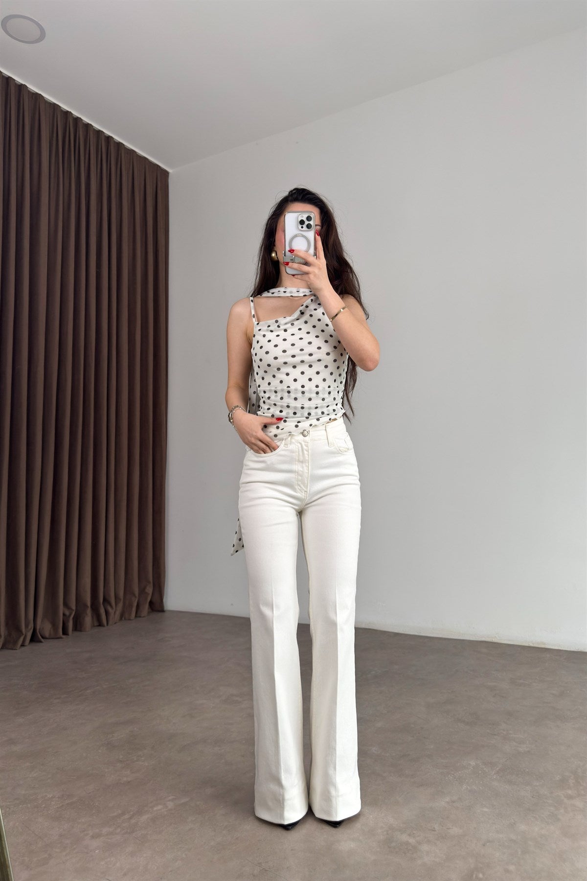 Premium Boho Flare Ekru Jean