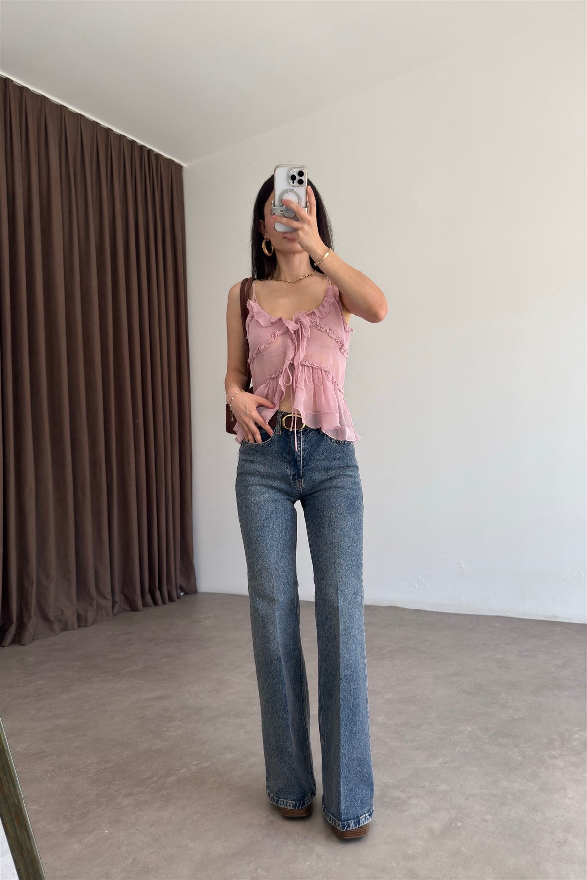 Premium Boho Kemerli Stone Blue Jean