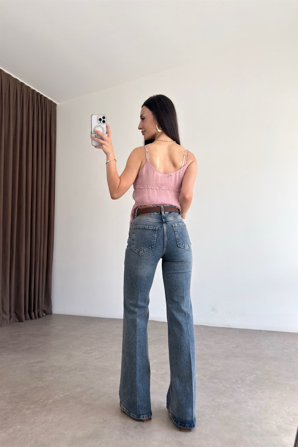 Premium Boho Kemerli Stone Blue Jean