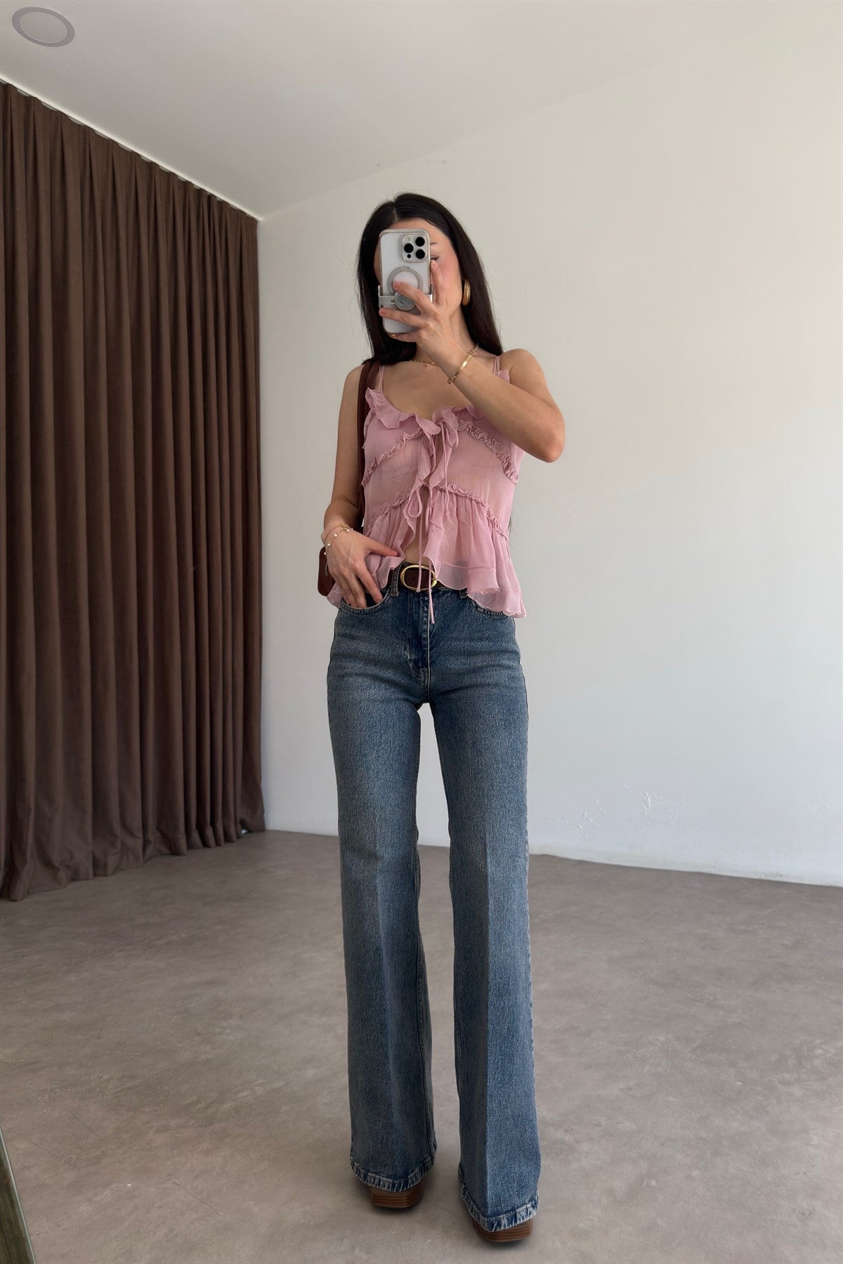Premium Boho Kemerli Stone Blue Jean