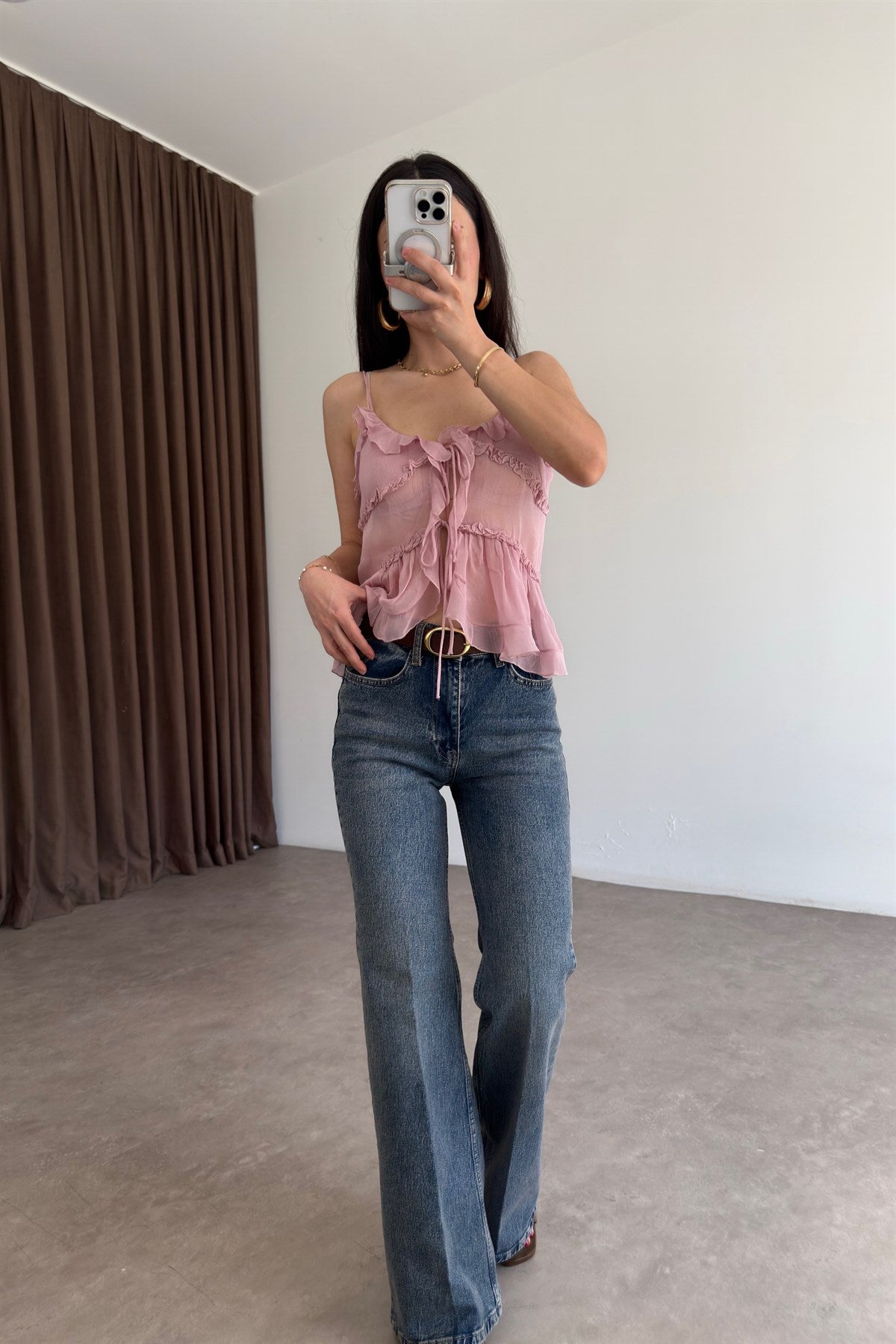 Premium Boho Kemerli Stone Blue Jean