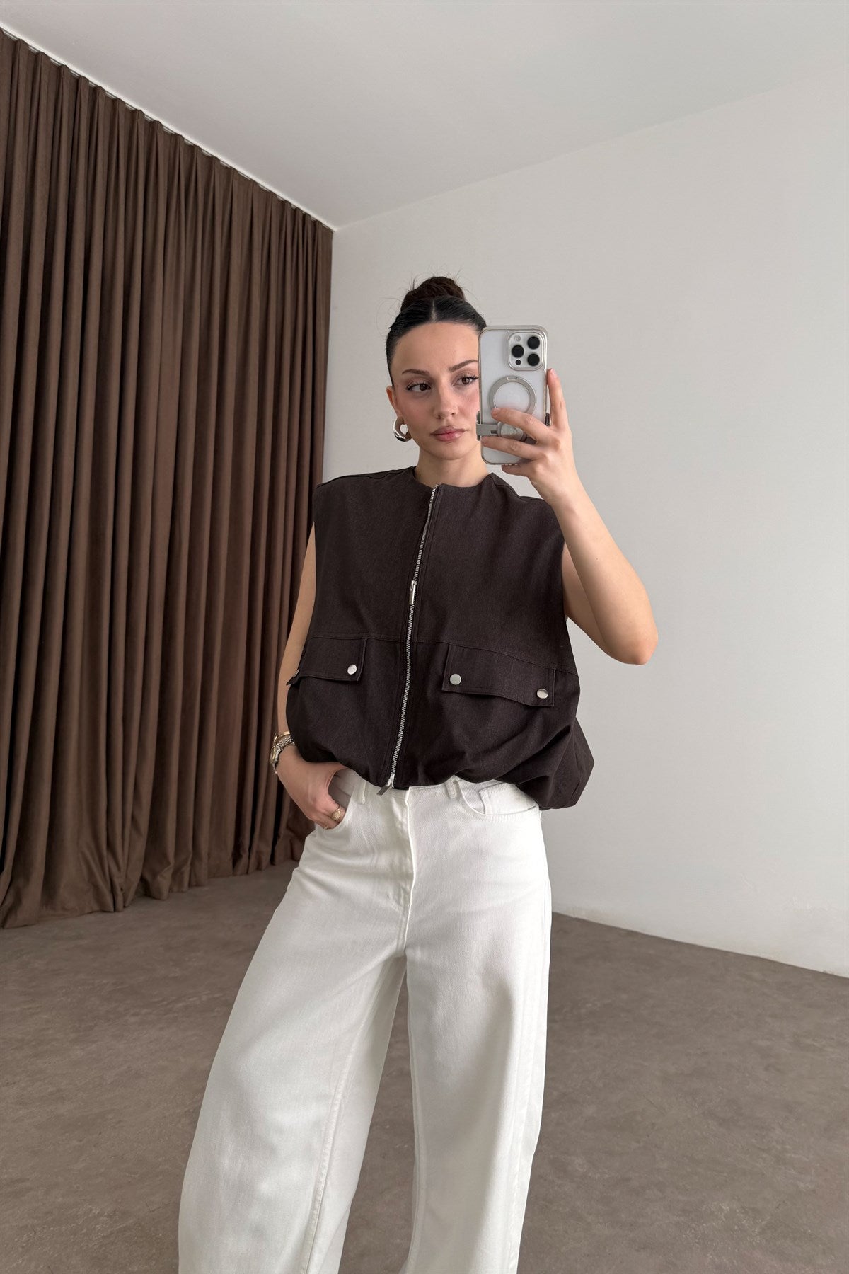 Premium Bomber Kahve Yelek